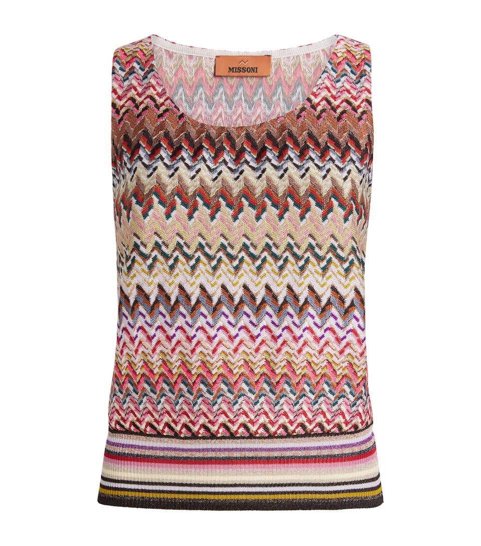 Zigzag Ribbed-Hem Tank Top