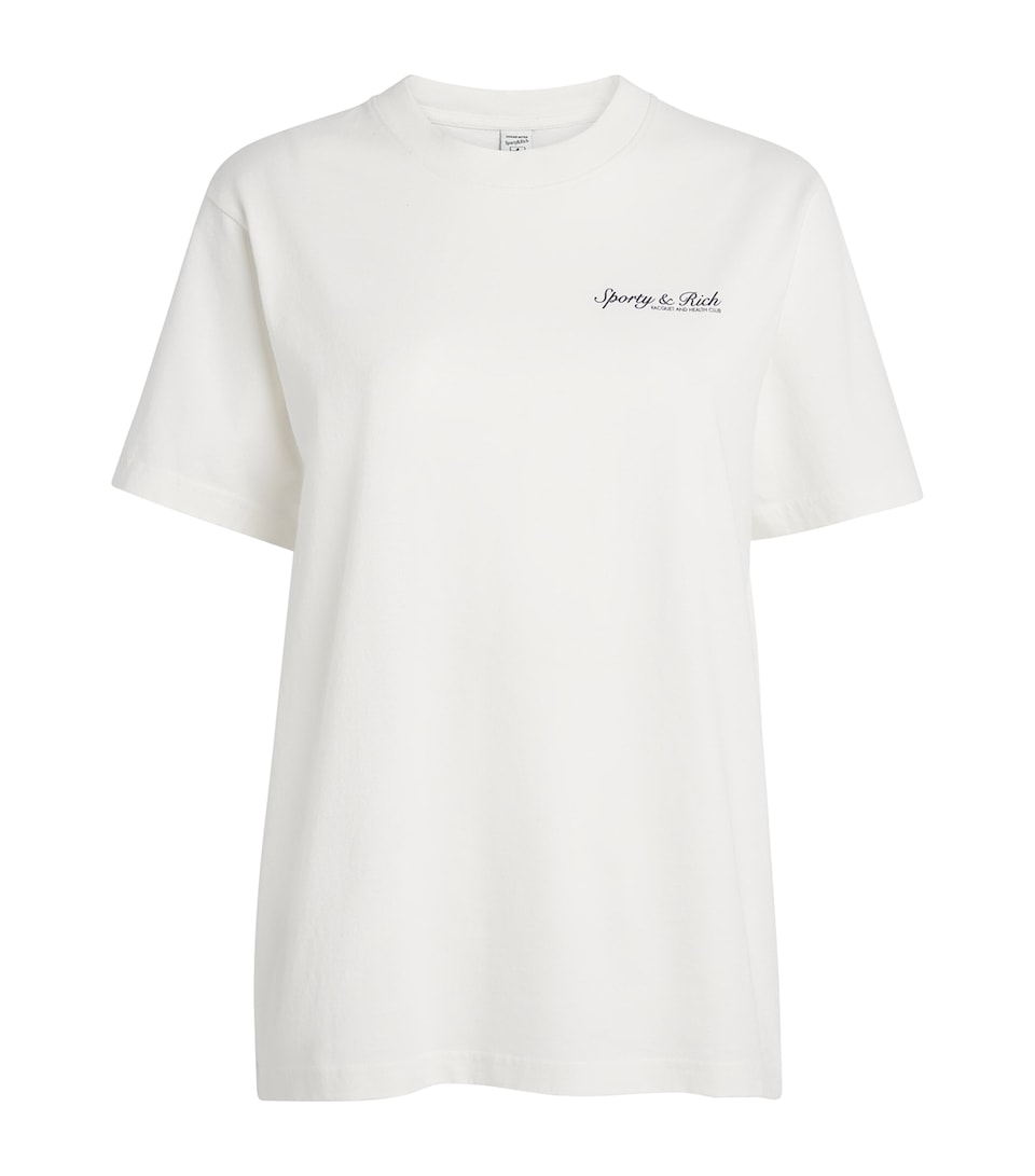 Sporty & Rich Womens Cotton Syracuse T-Shirt White Navy