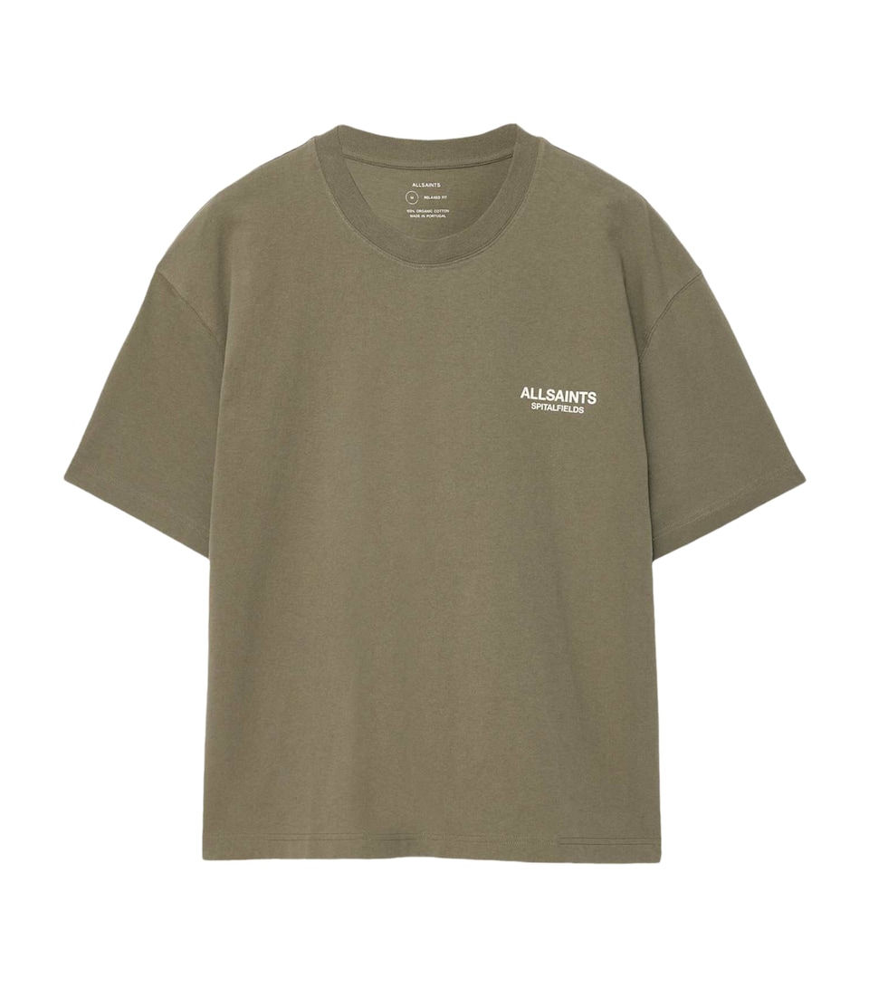 AllSaints Mens Organic Cotton Shadow T-Shirt Washed Khaki