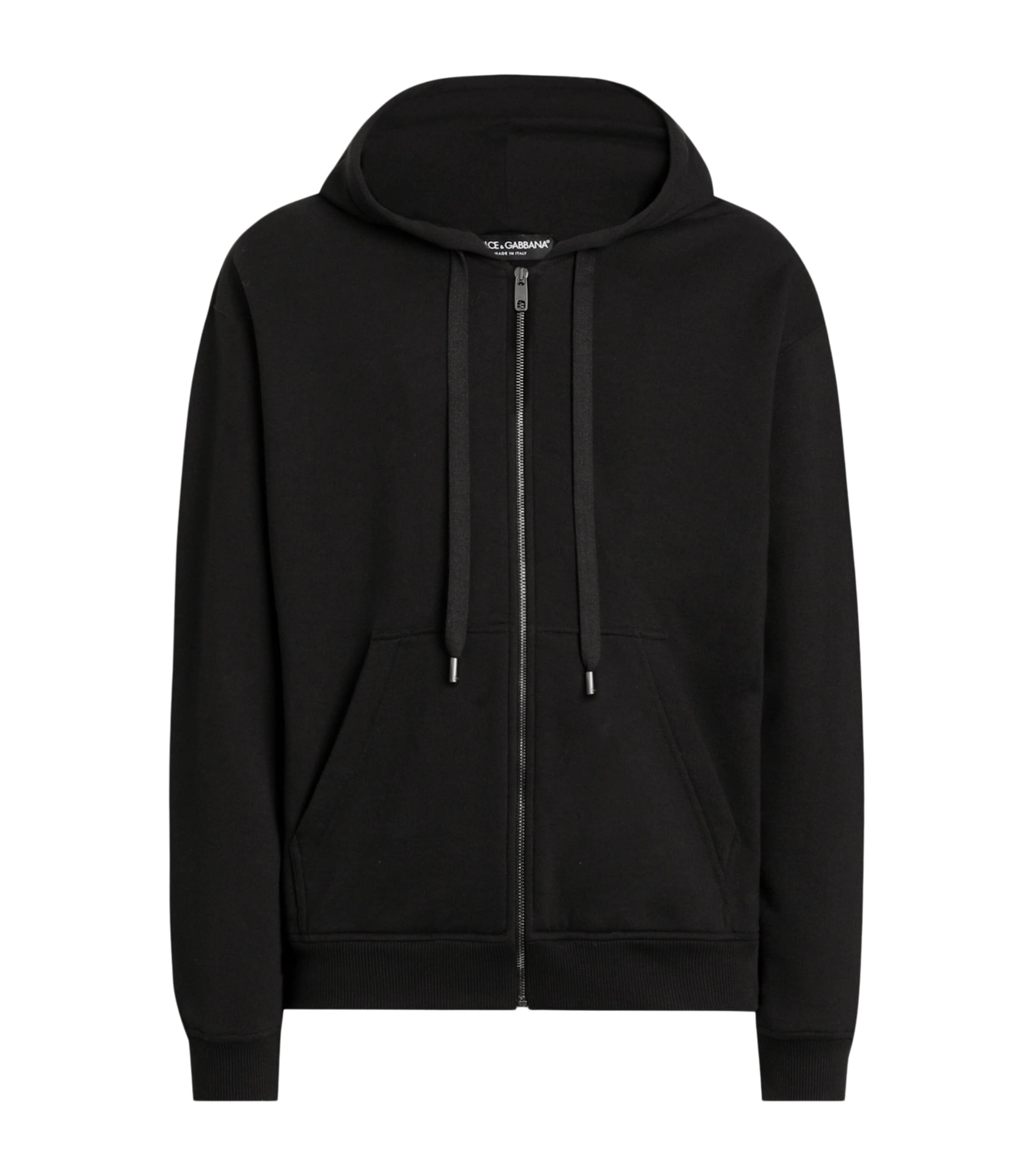Dolce&Gabbana Mens Cotton Appliqué Hoodie Blac