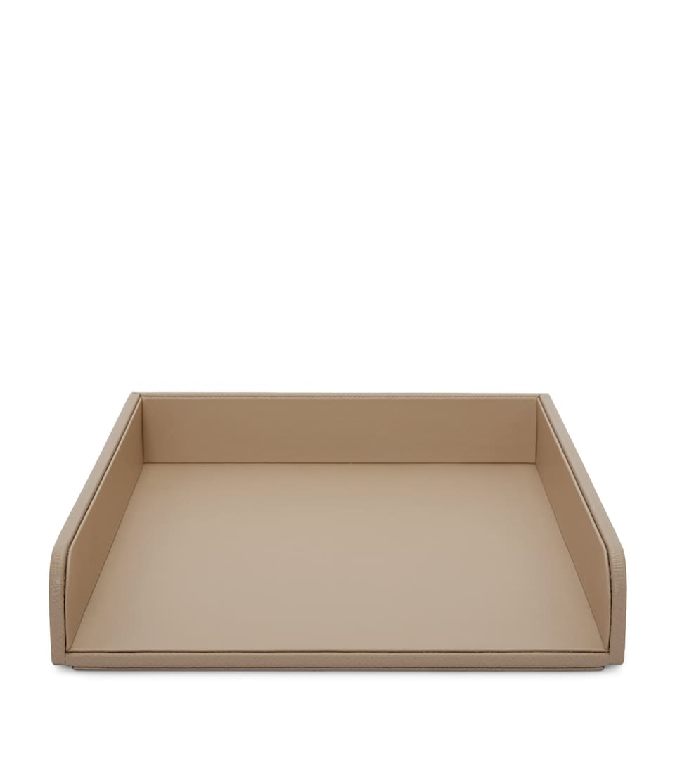 Smythson Panama Leather A4 Paper Tray Sandstone
