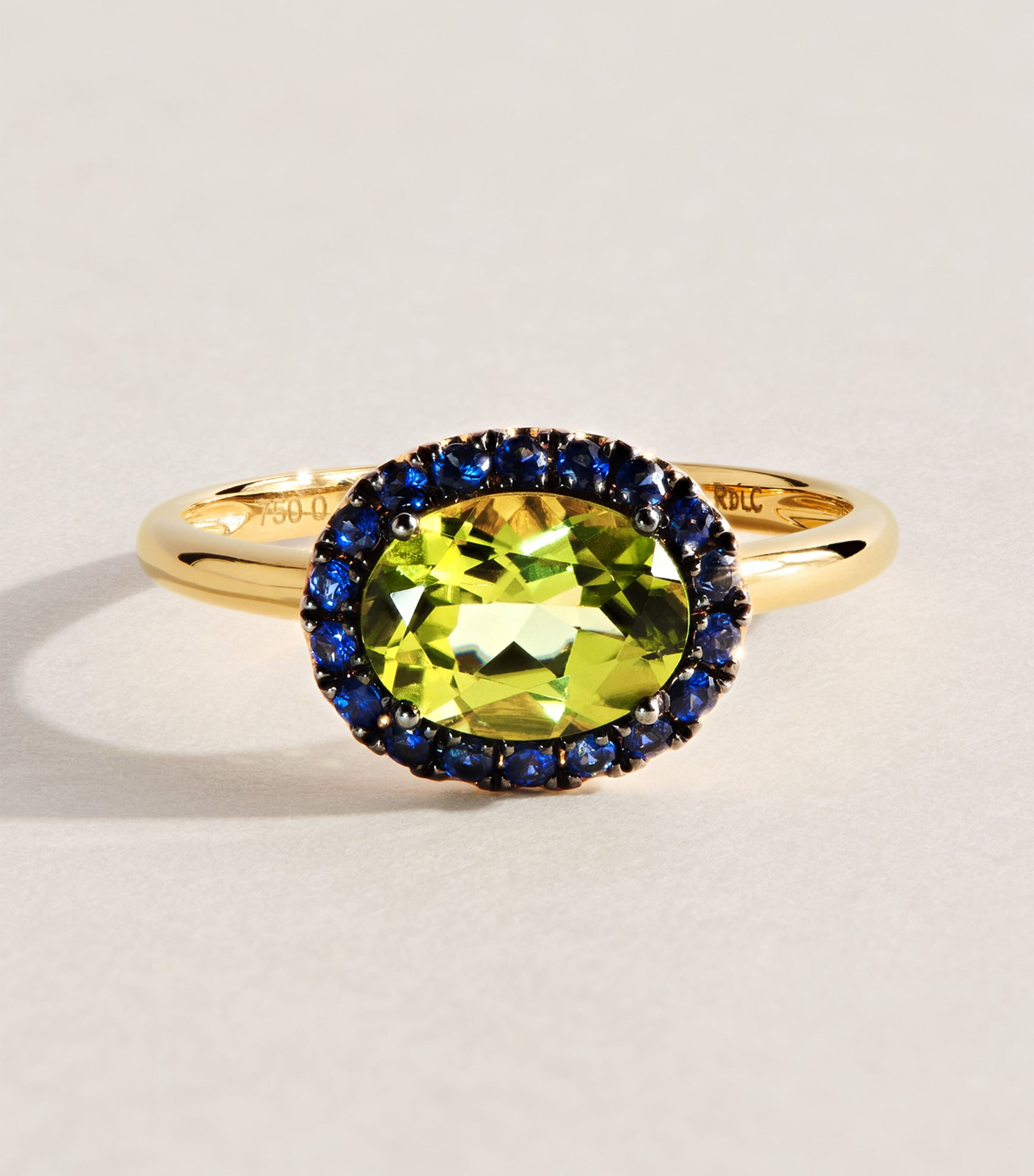 Rosa de la Cruz Yellow Gold, Sapphire and Peridot Gem Ring Yellow Gold