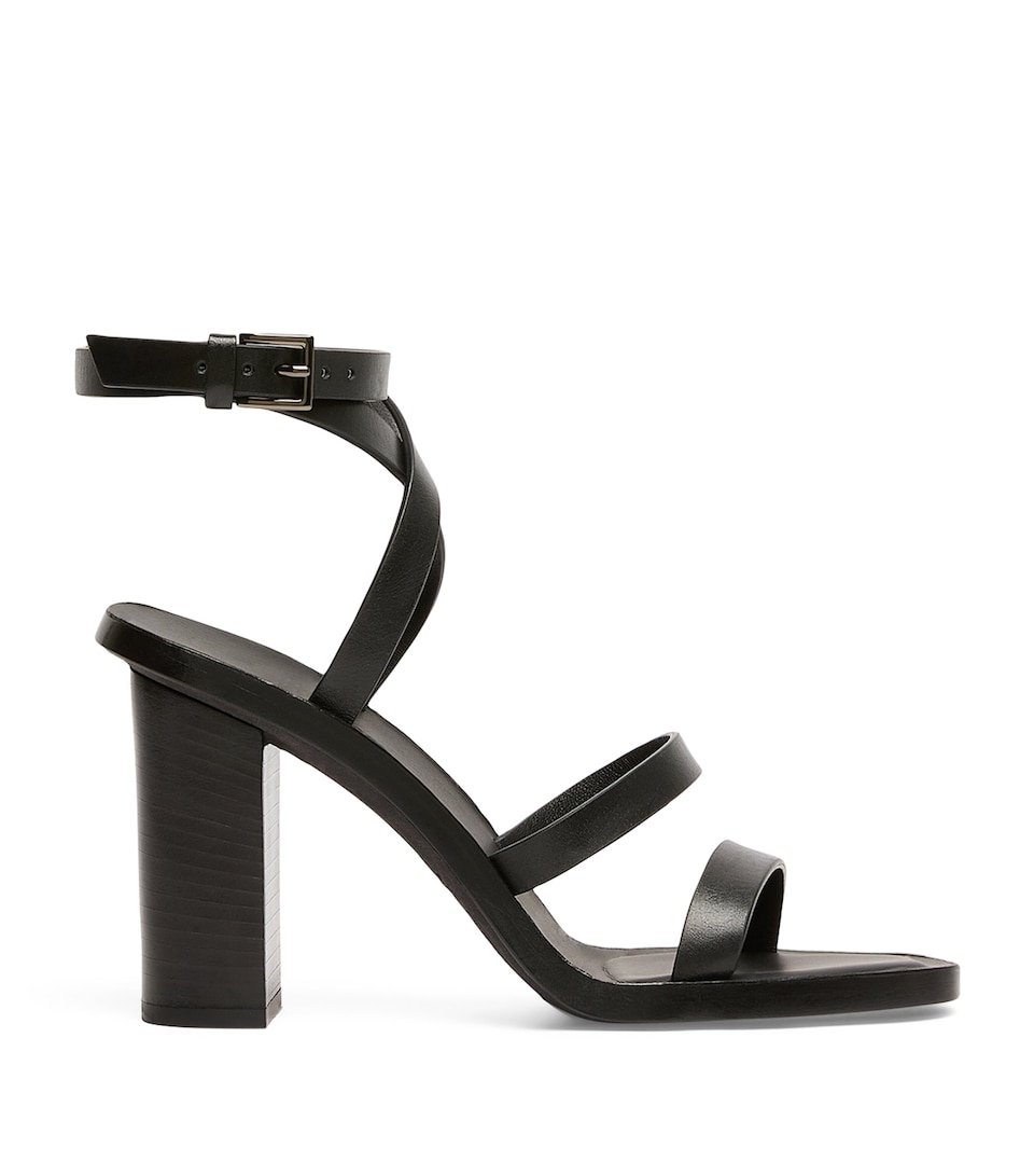 Max Mara Leather Heeled Sandals 90 Black
