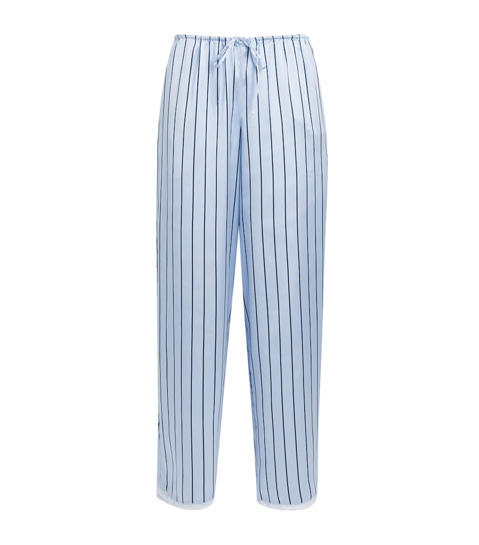 Skims Womens Woven Shine Stripe Pyjama Bottoms Periwinkle Wde Strpe