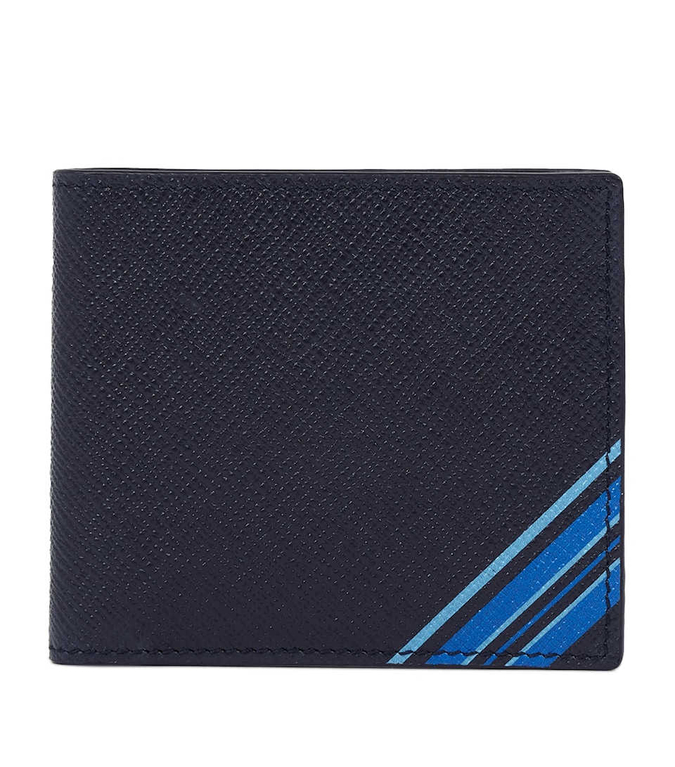 Smythson Panama Leather Stripe Bifold Wallet Navy