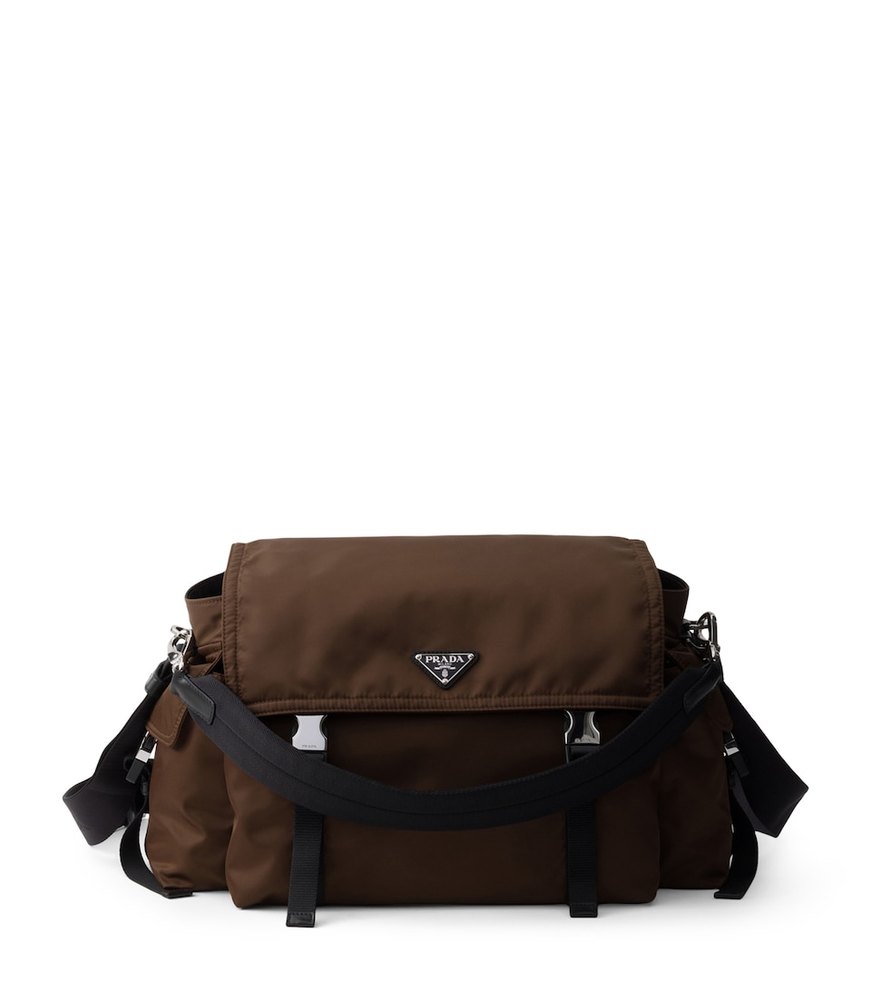 Re-Nylon and Leather Messenger Bag