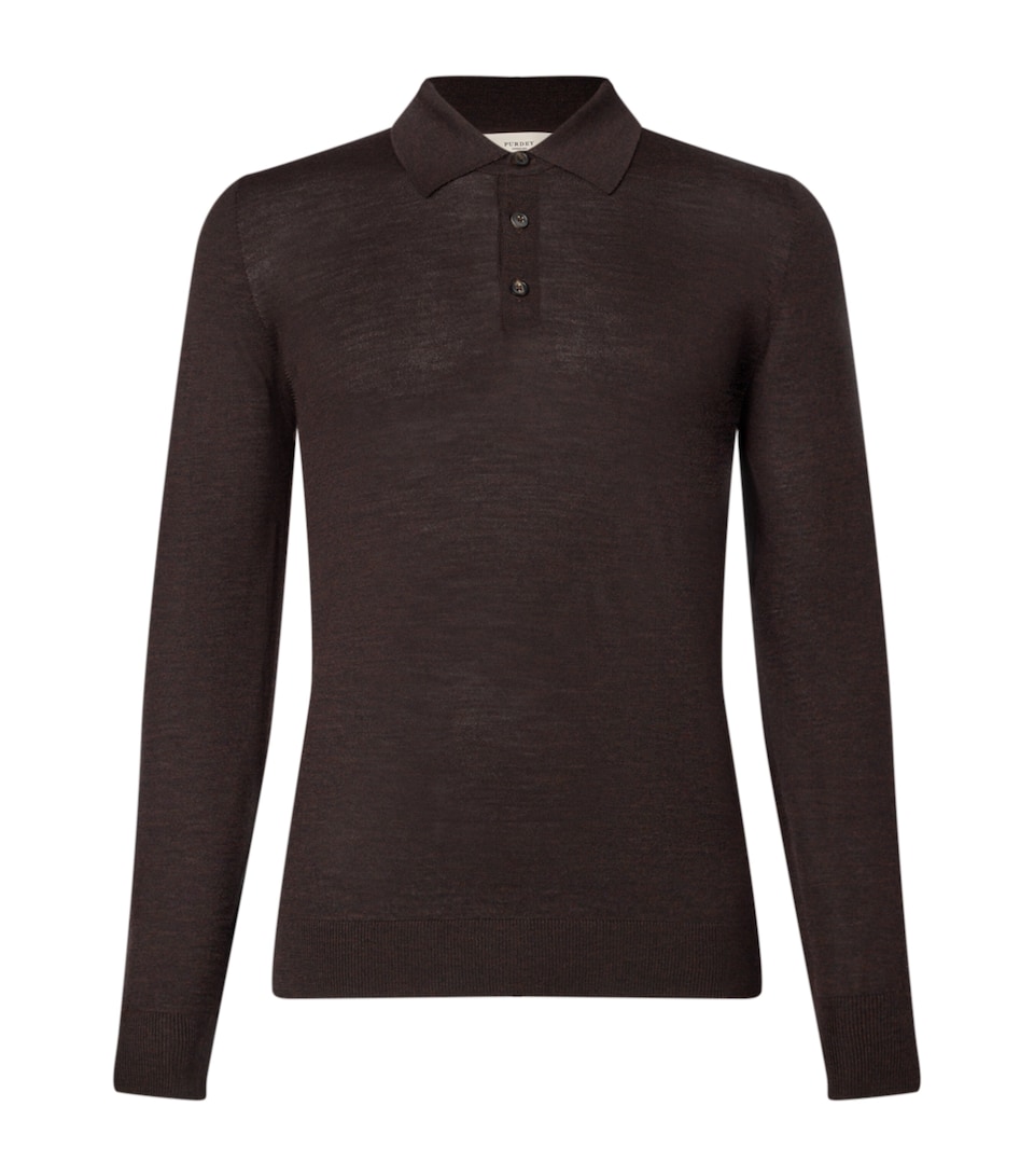 Wool Long-Sleeve Polo Shirt