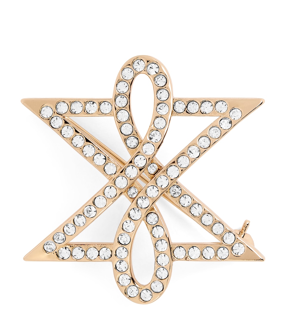 Crystal-Embellished Monogram Papillon Brooch