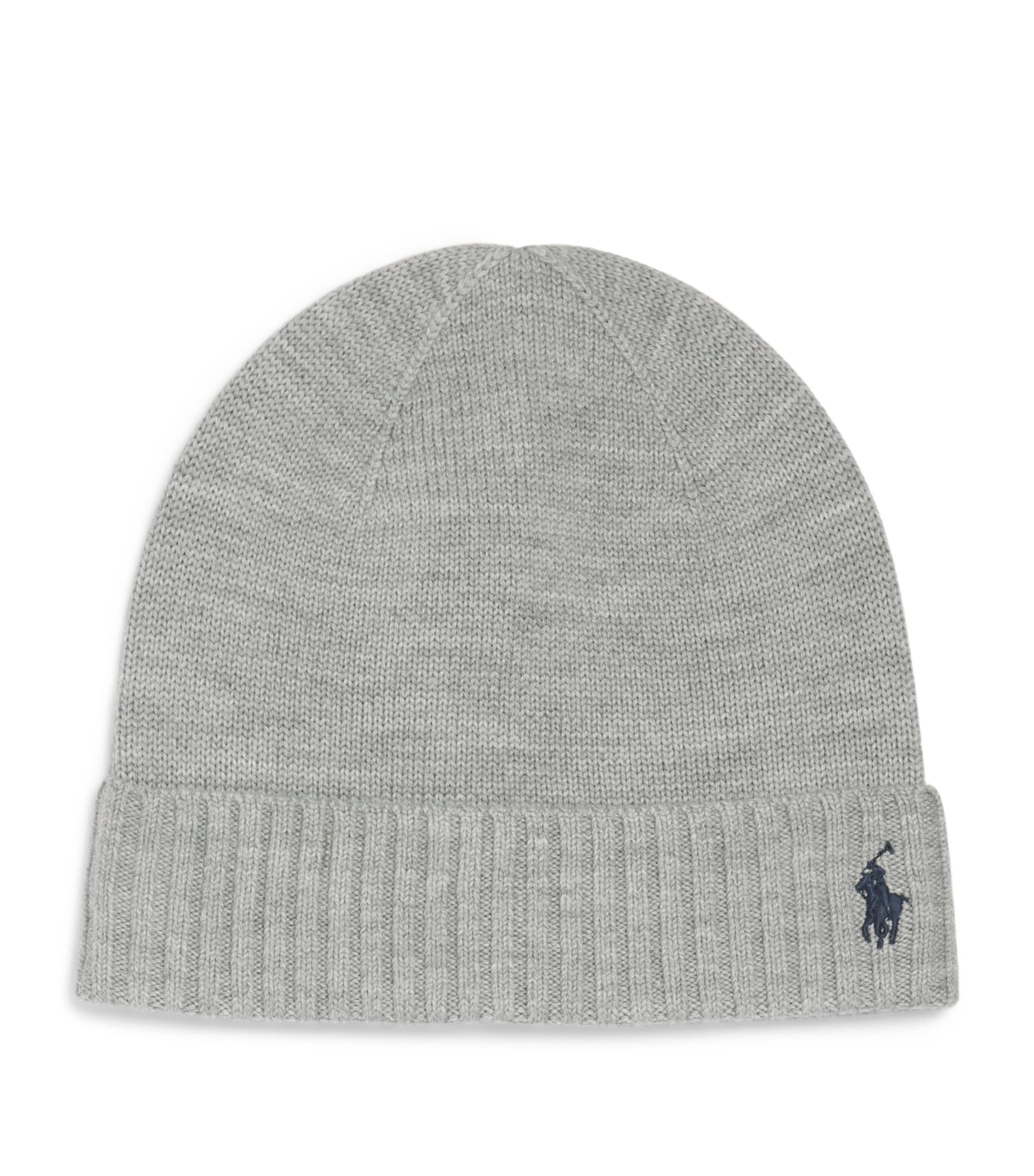 Ralph Lauren Kids Wool Polo Pony Beanie Golf Lght Gry Hther