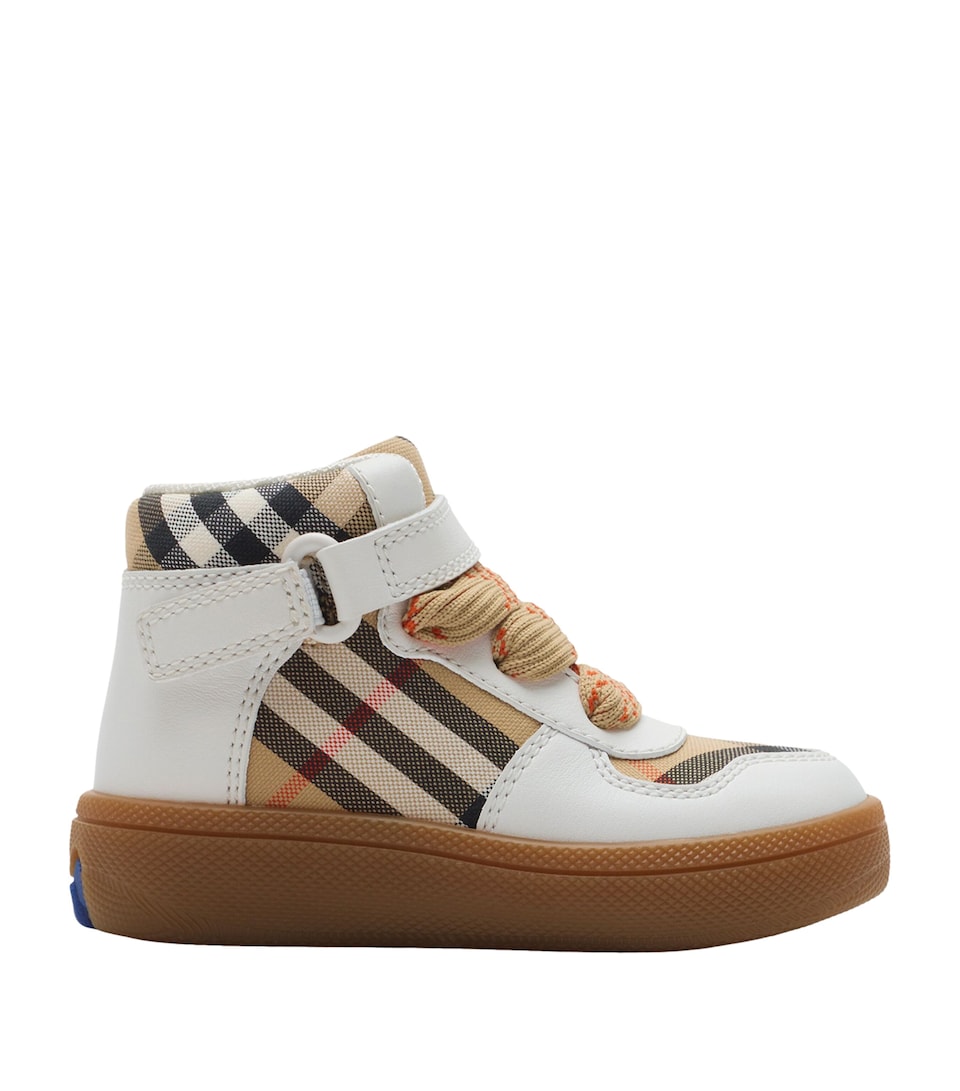 Leather Check High-Top Sneakers