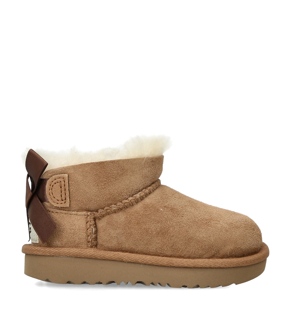 UGG Kids Suede Ultra Mini Bailey Bow Boots Brown