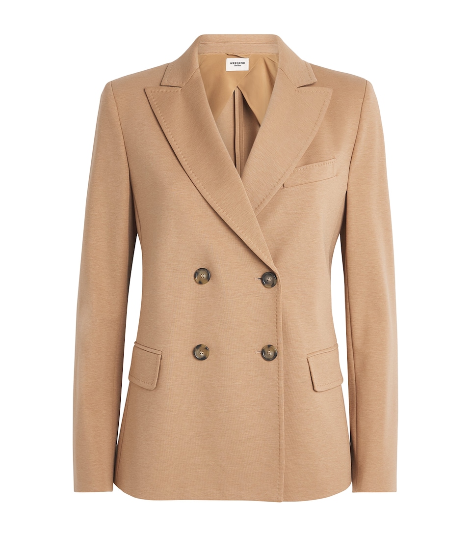 Weekend Max Mara Womens Jersey Double-Breasted Blazer Tobacco