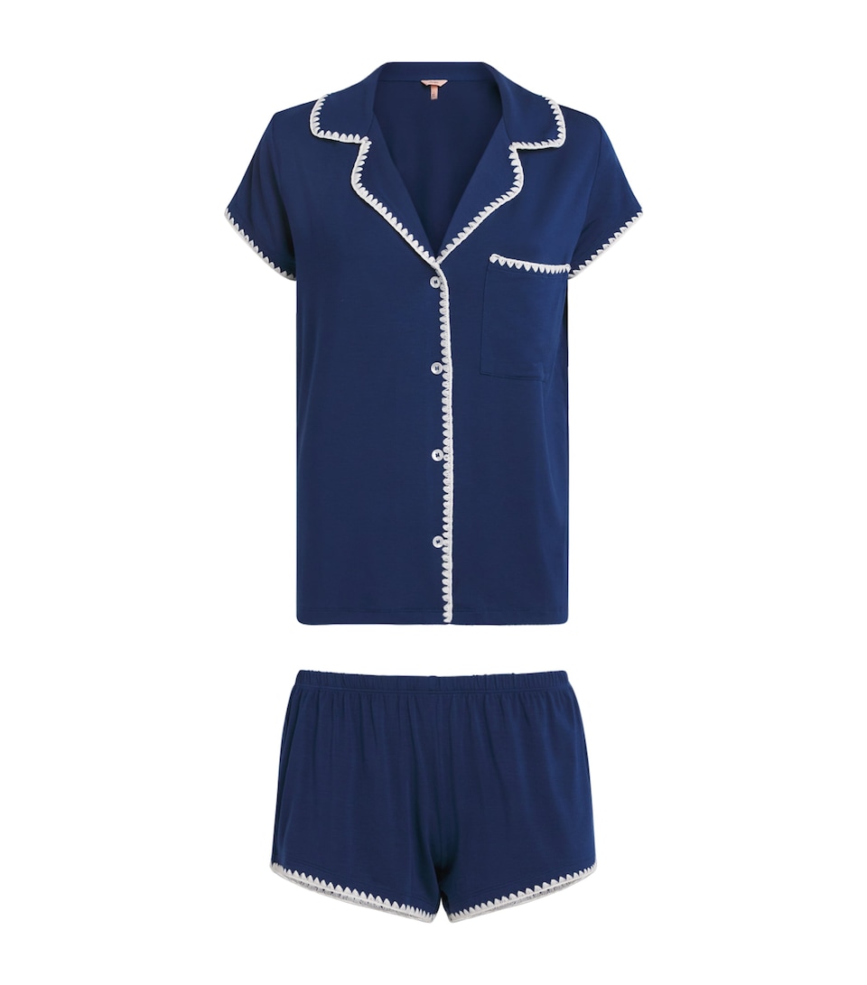 Eberjey Womens Short-Sleeve Frida Pyjama Set Navy/ivory