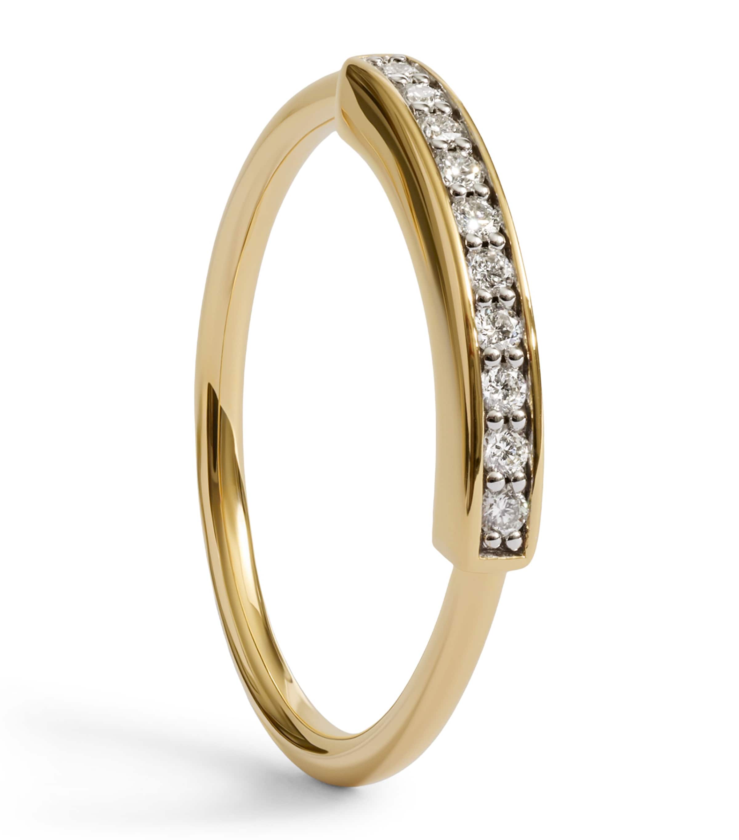 Monica Vinader Gold Vermeil and Diamond Linear Stacking Ring Gold/diamond