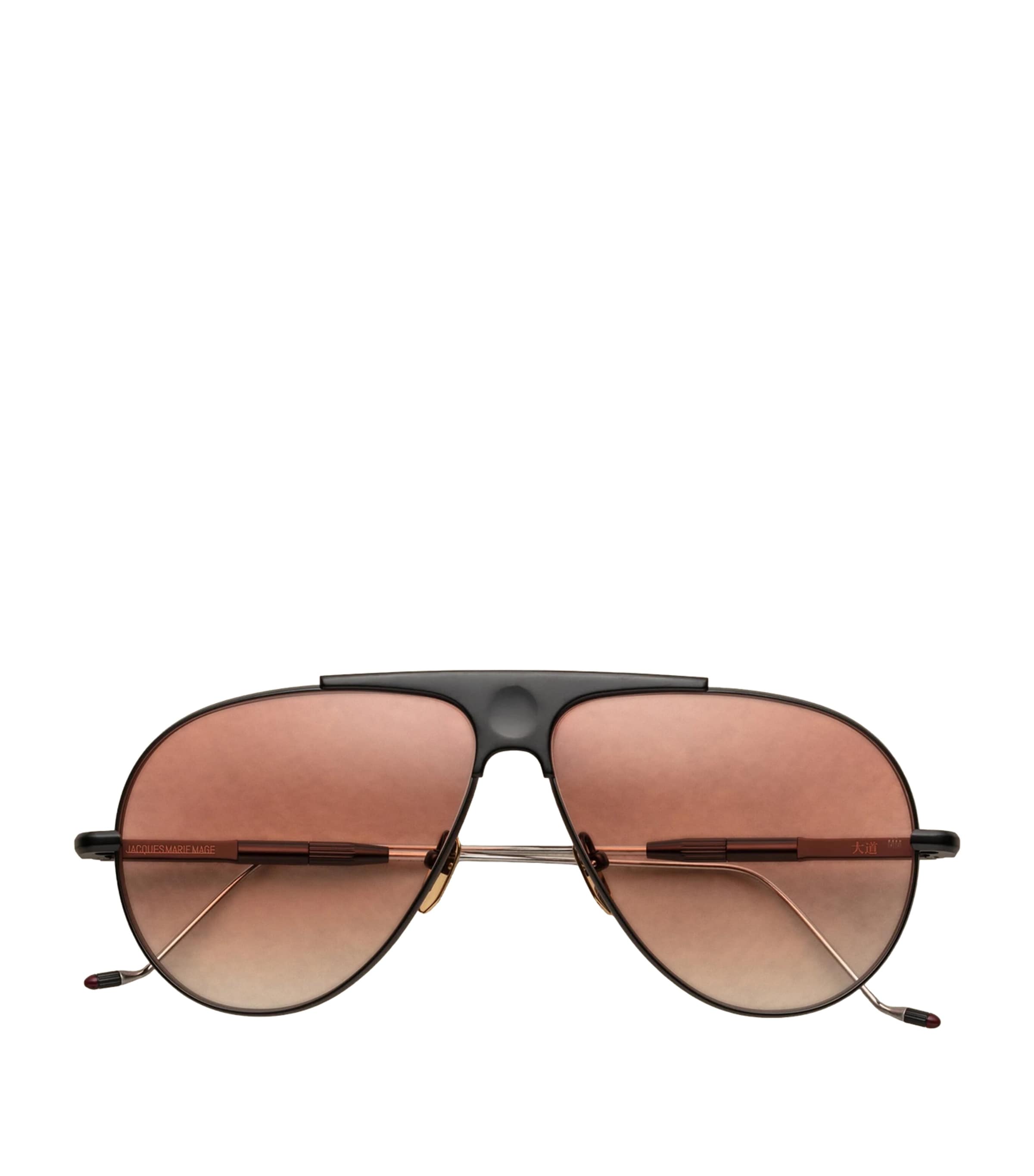 Jacques Marie Mage Titanium Daido Aviator Sunglasses Black