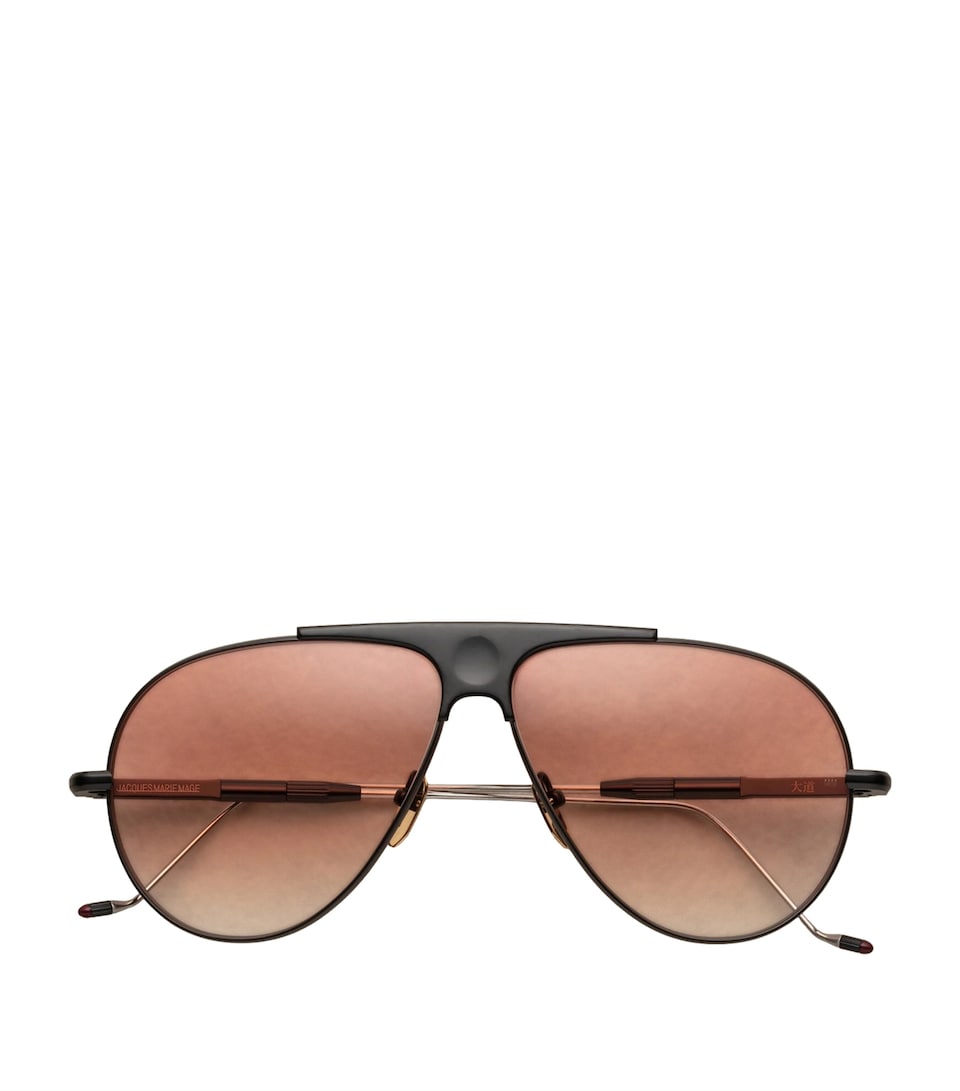 Jacques Marie Mage Titanium Daido Aviator Sunglasses Black