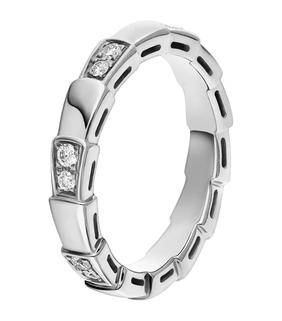 Bvlgari White Gold and Diamond Serpenti Viper Ring White Gold