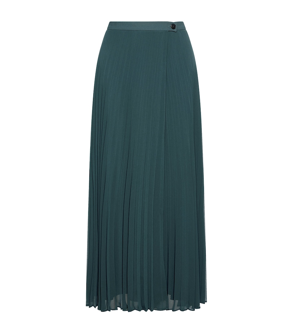 Marella Womens Georgette Pleated Skirt Peacock Blue
