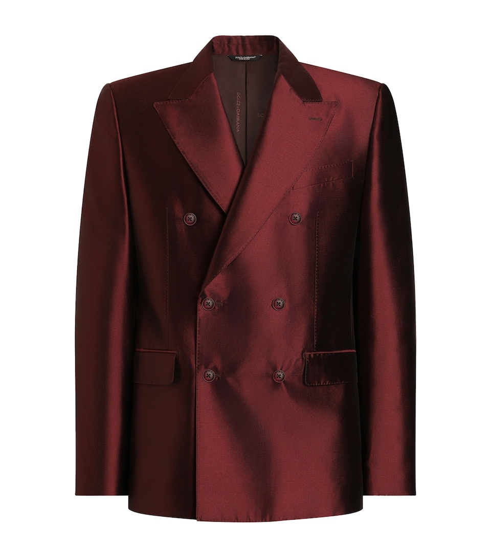 Dolce&Gabbana Mens Satin Double-Breasted Blazer Wine