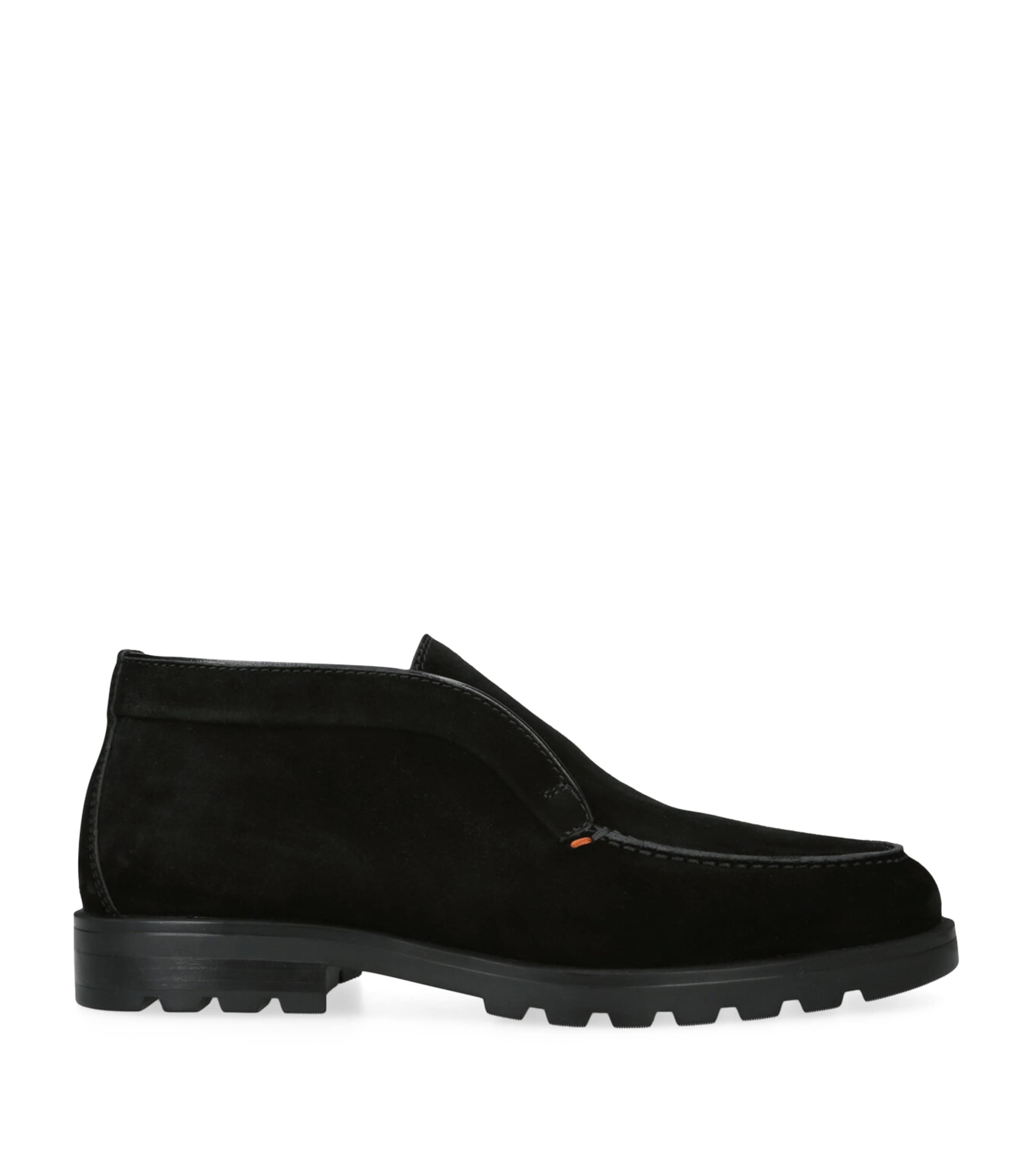 Santoni Suede Detroit Roccia High-Top Loafers Black