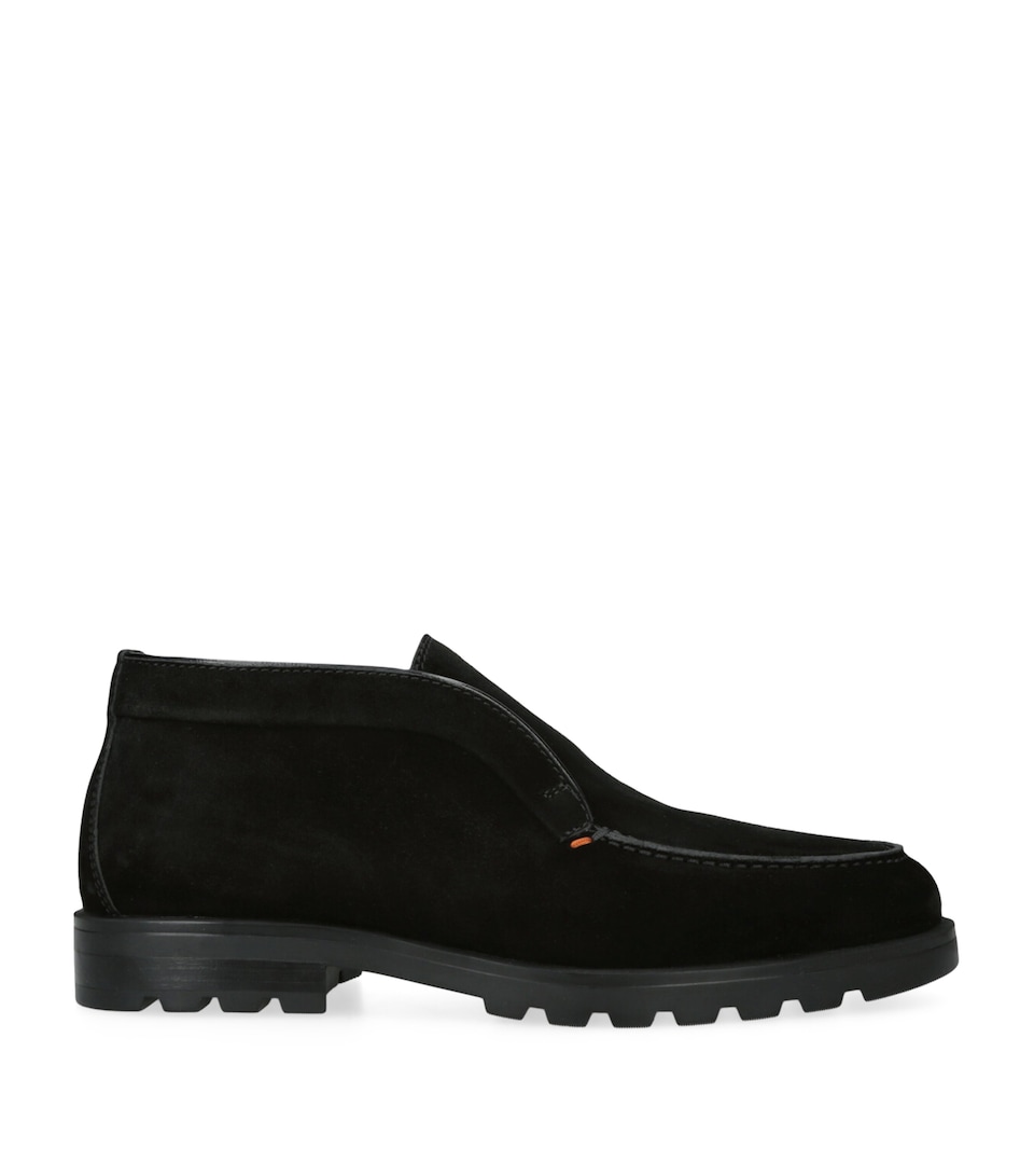 Santoni Suede Detroit Roccia High-Top Loafers Black