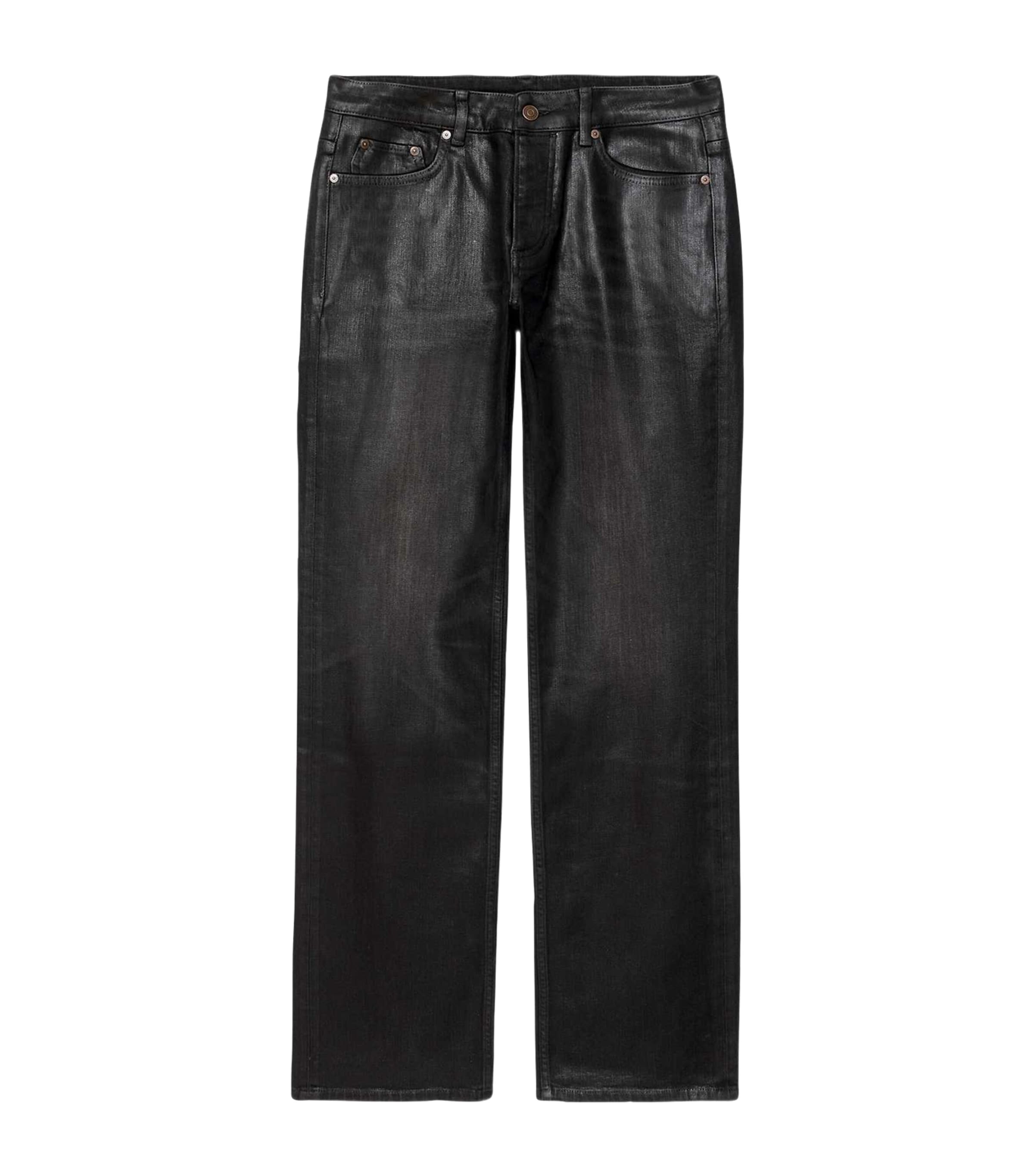 AllSaints Womens Nat Low-Rise Slim Jeans Coated Black