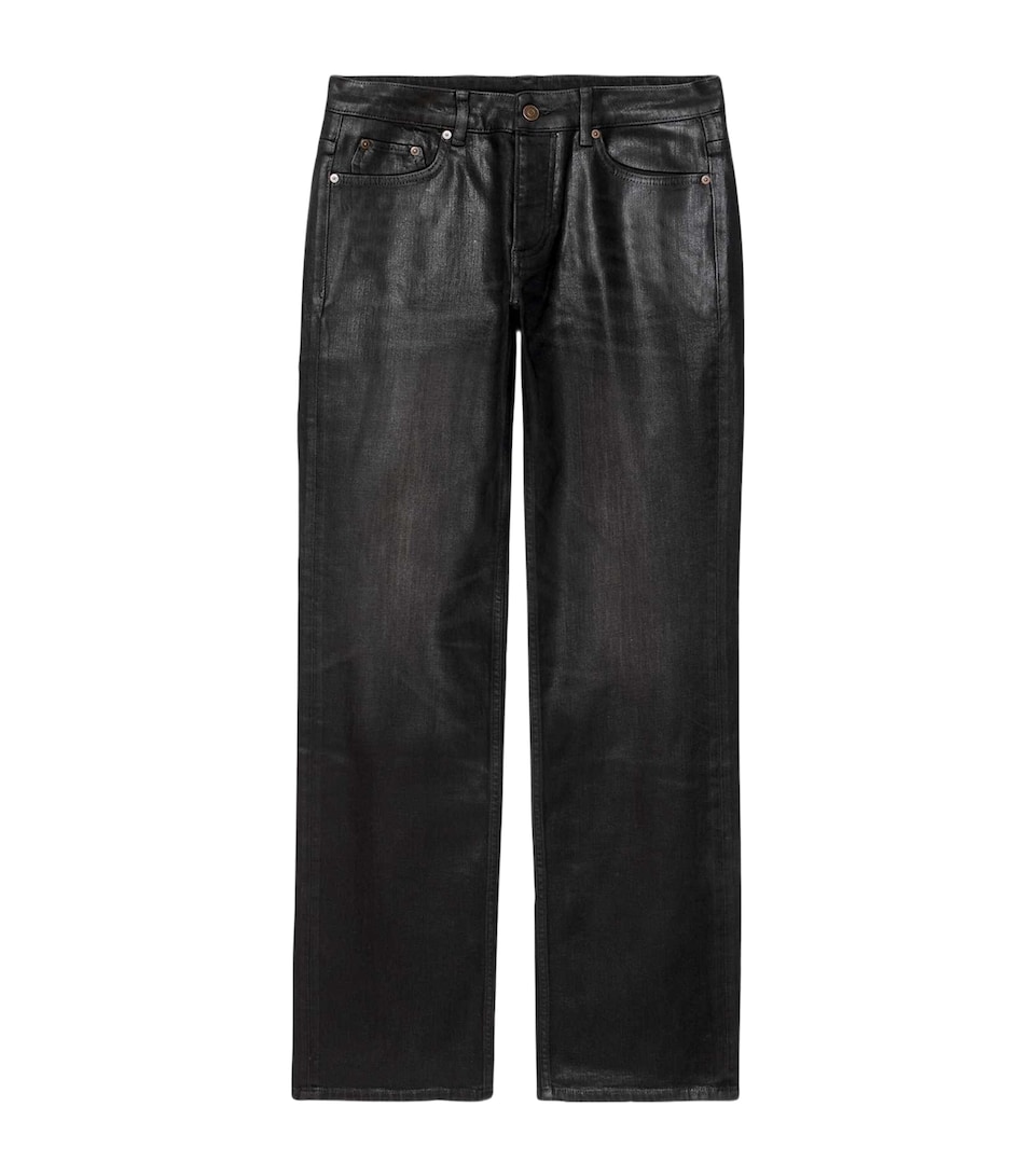 AllSaints Womens Nat Low-Rise Slim Jeans Coated Black