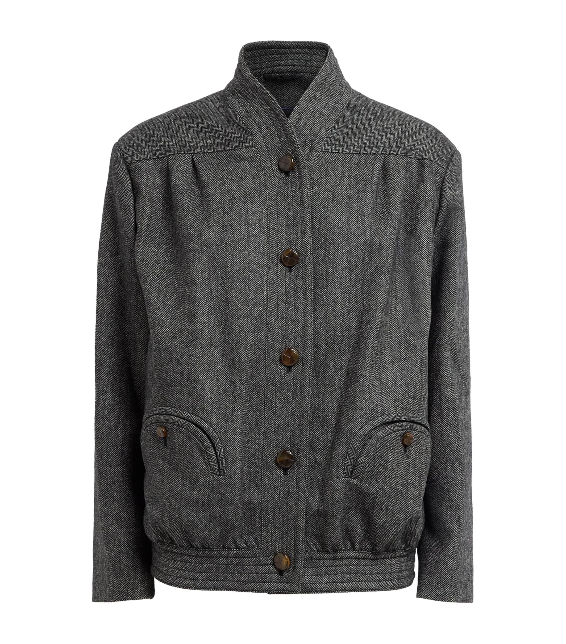 Blazé Milano Womens Virgin Wool-Blend Herringbone Coiba Jacket B&w