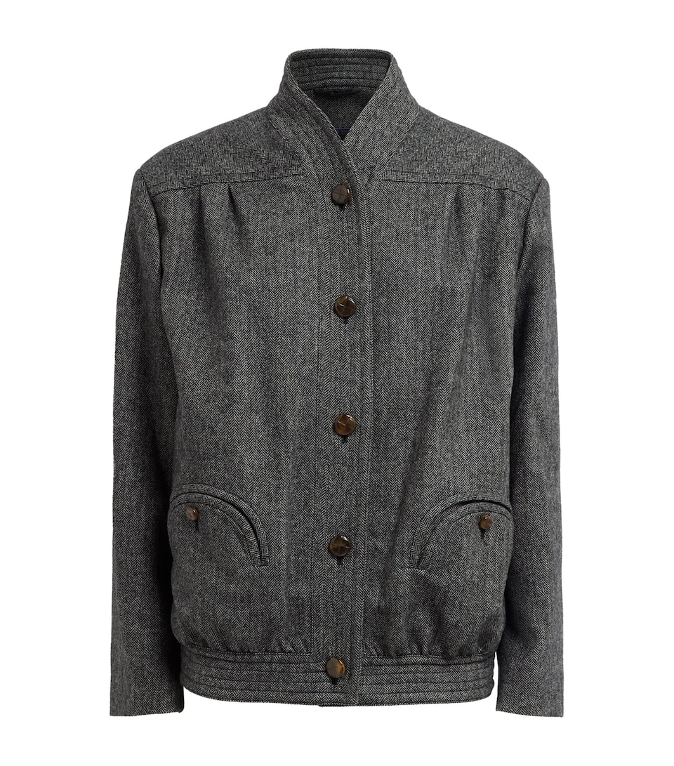 Blazé Milano Womens Virgin Wool-Blend Herringbone Coiba Jacket B&w