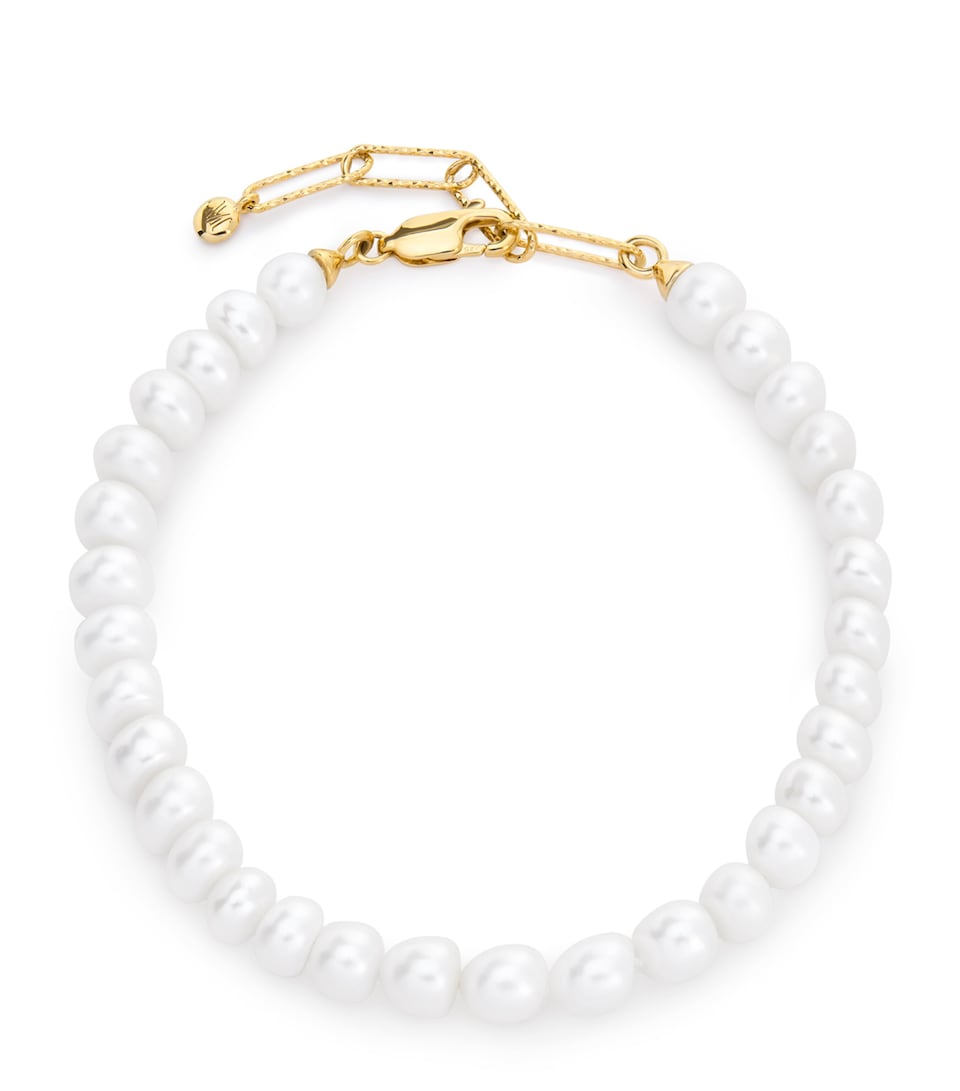 Monica Vinader Gold Vermeil and Pearl Nomade Bracelet Gold Vermeil