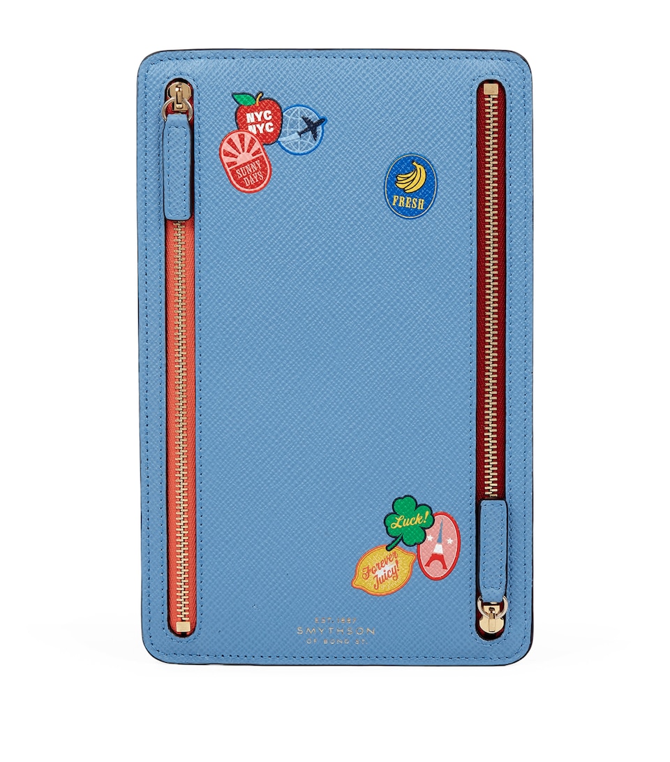 Panama Leather Stickers Multi-Zip Travel Wallet