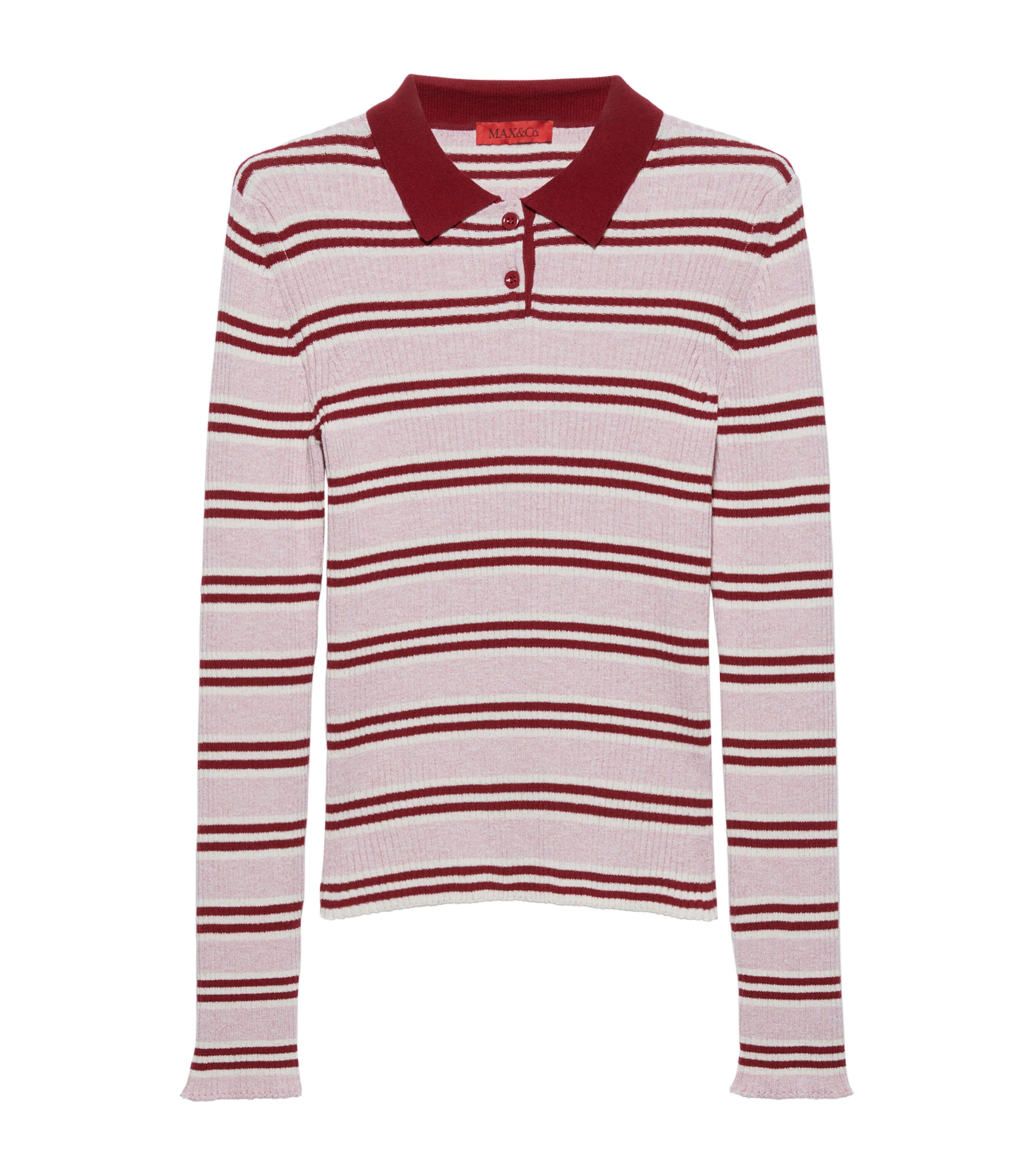 Rib-Knit Stripe Polo Sweater