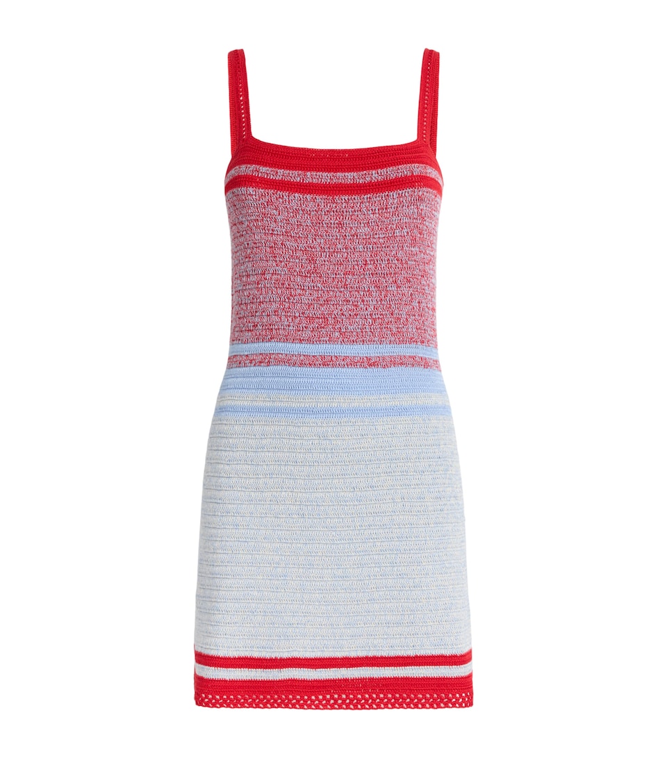 ESCVDO Womens Knitted Plumar Mini Dress Apple Red/ivory