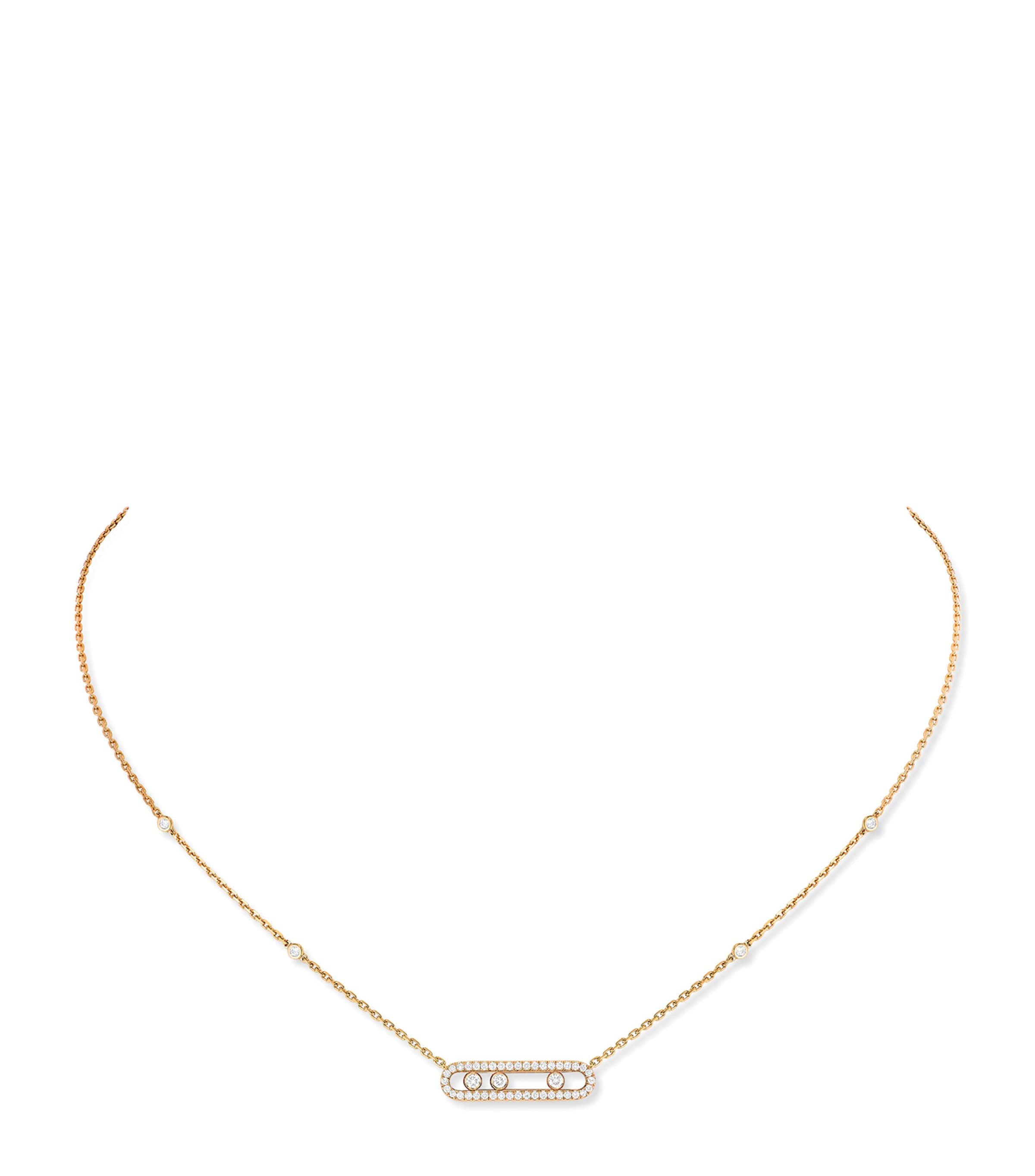 Yellow Gold and Diamond Baby Move Classique Pavé Necklace