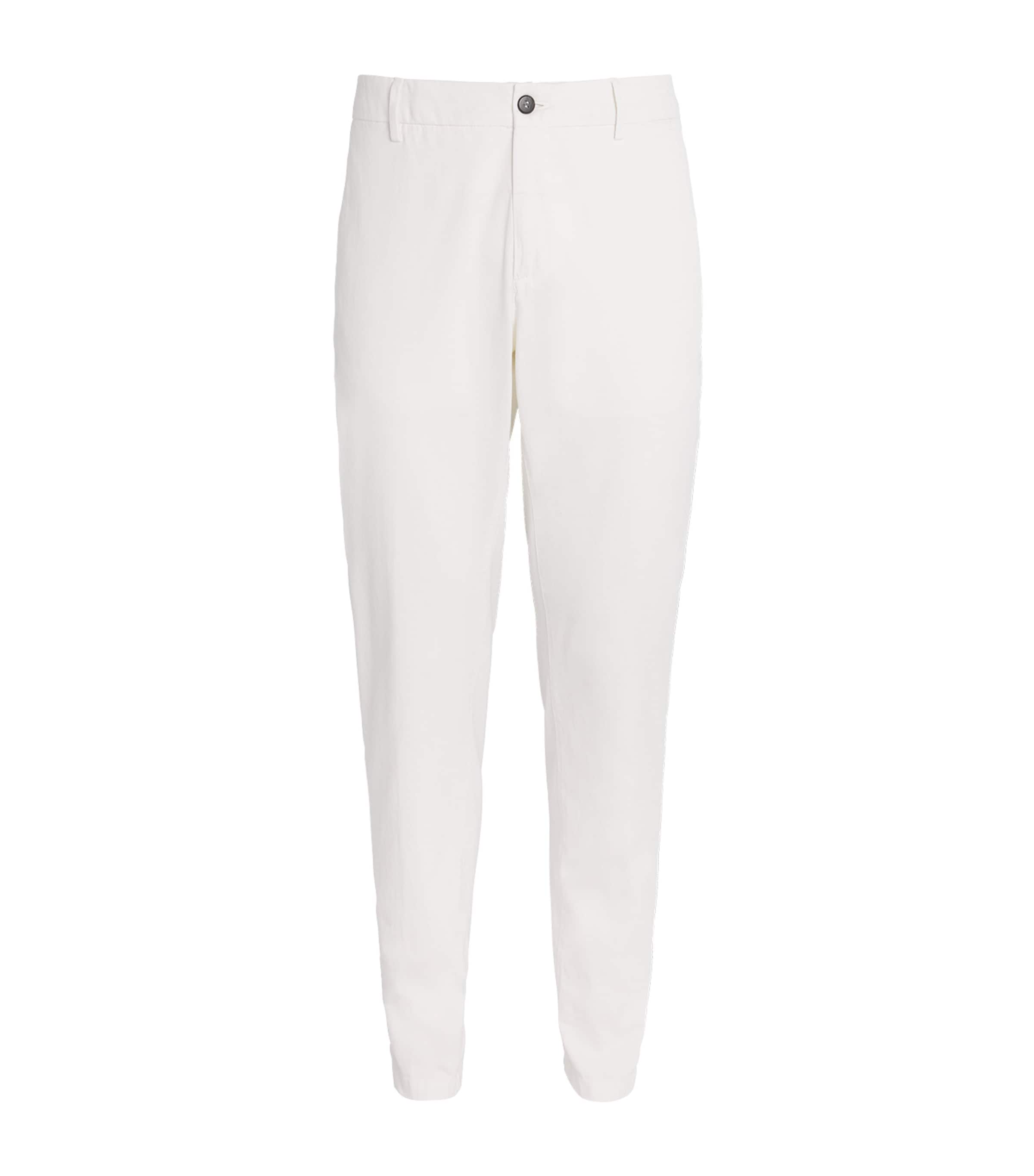 Eleventy Mens Cotton-Silk Chinos Bianco