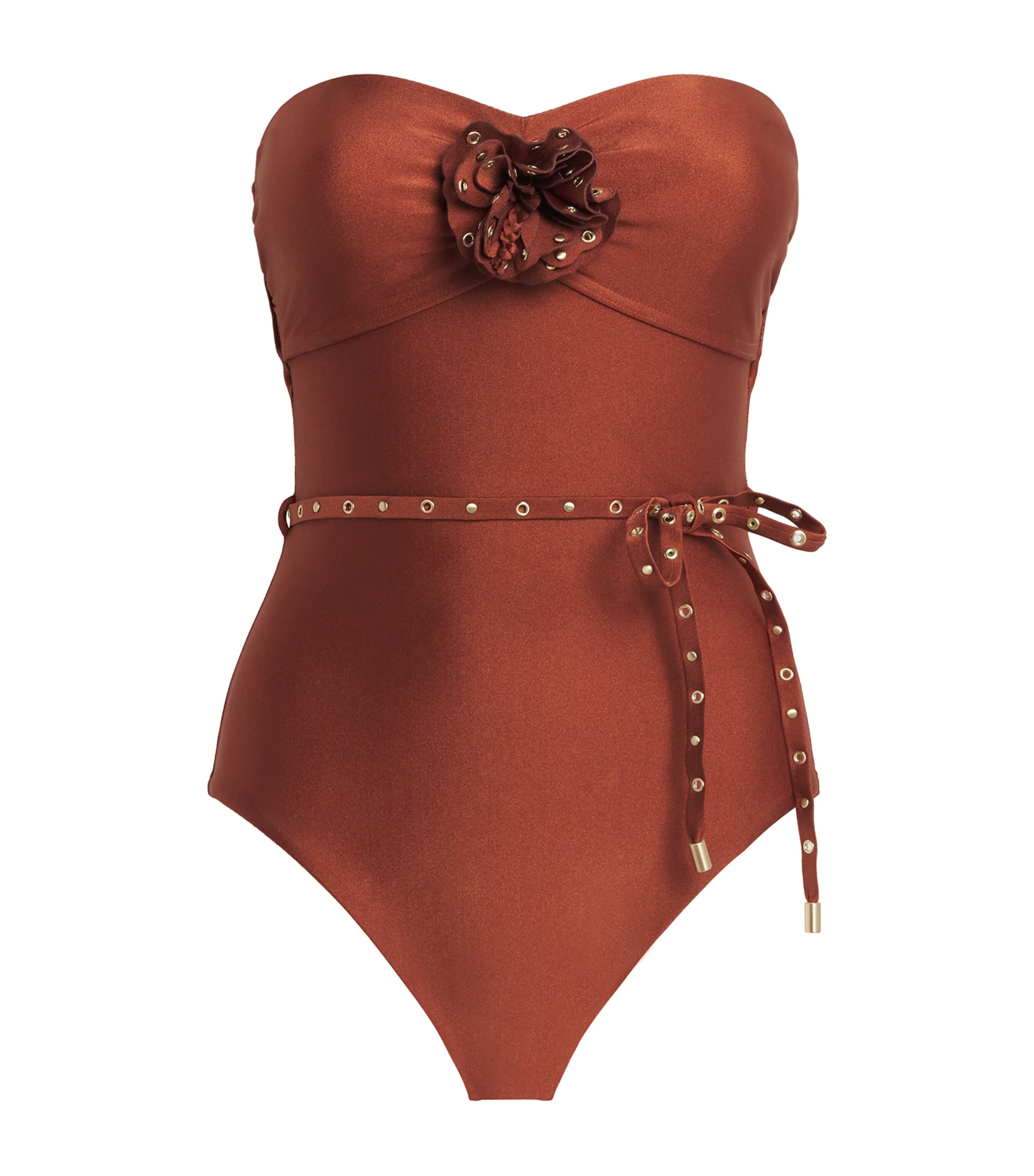 Zimmermann Womens Studded Indra Bandeau Swimsuit Tan