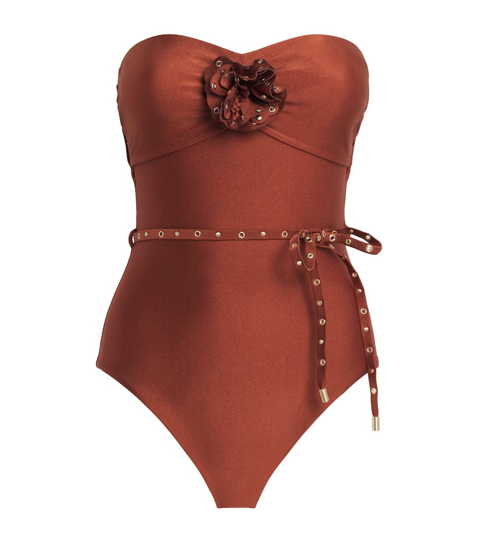 Zimmermann Womens Studded Indra Bandeau Swimsuit Tan