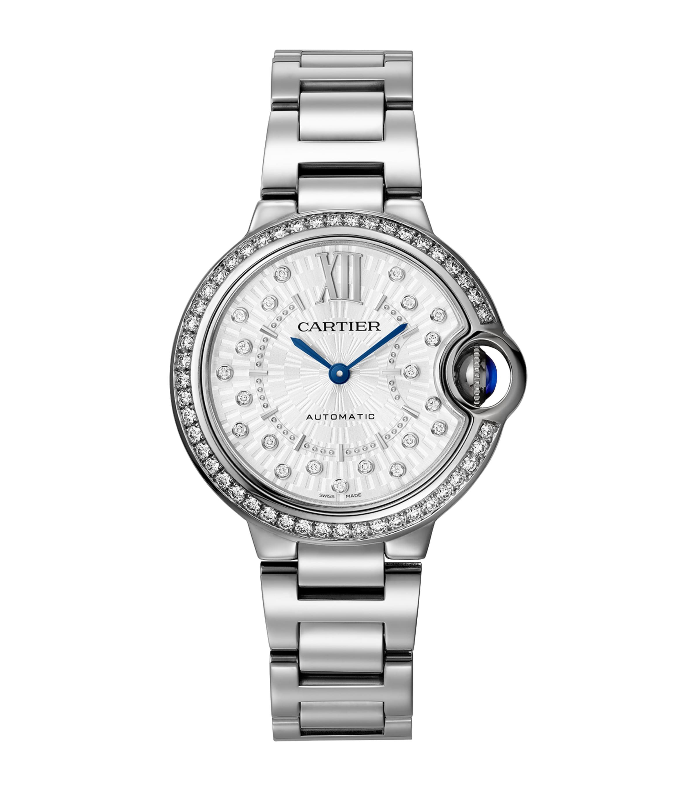 Cartier Stainless Steel and Diamond Ballon Bleu de Cartier Watch 33mm Steel