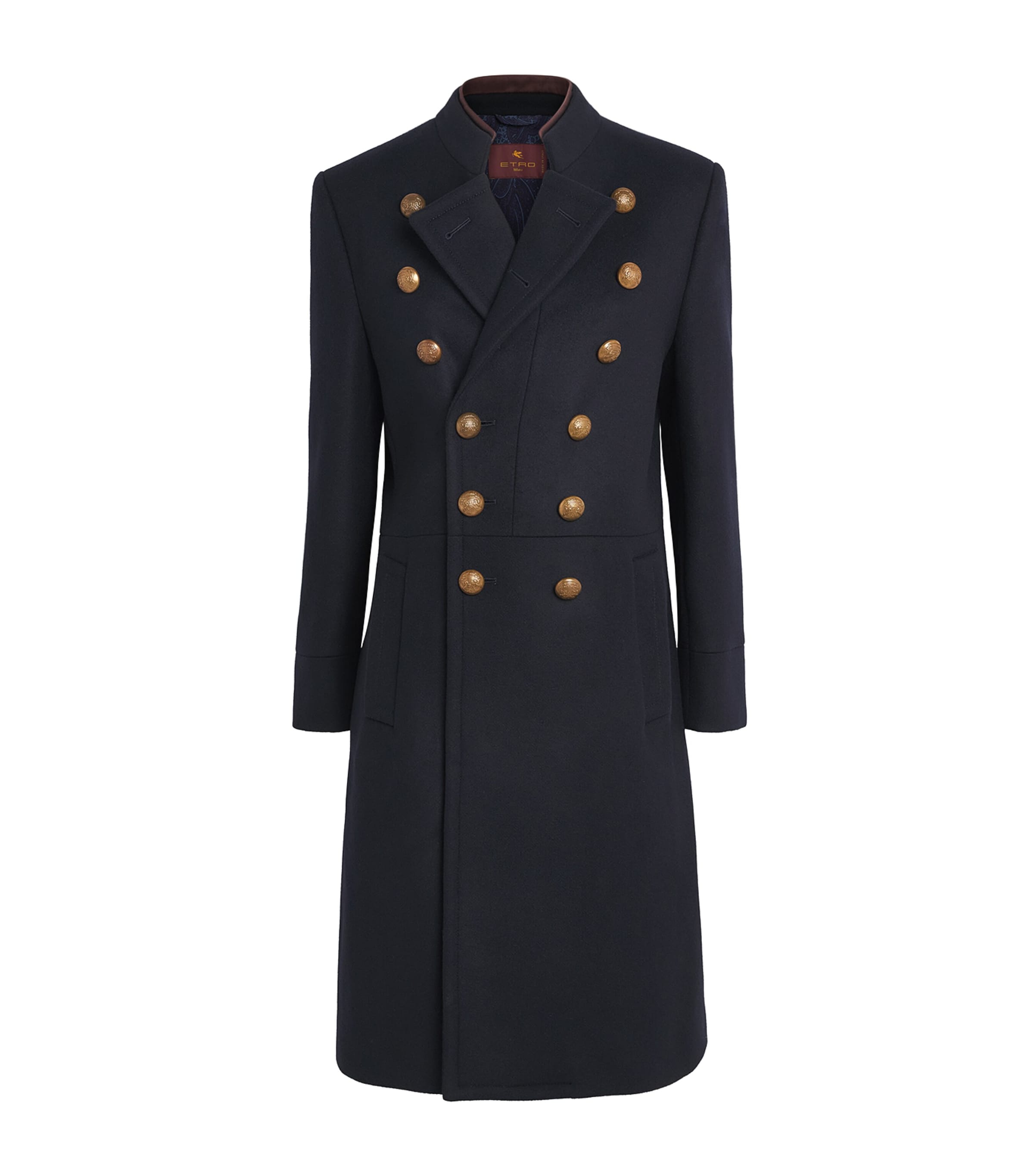 Etro Womens Wool-Blend Pea Coat Dark Blue
