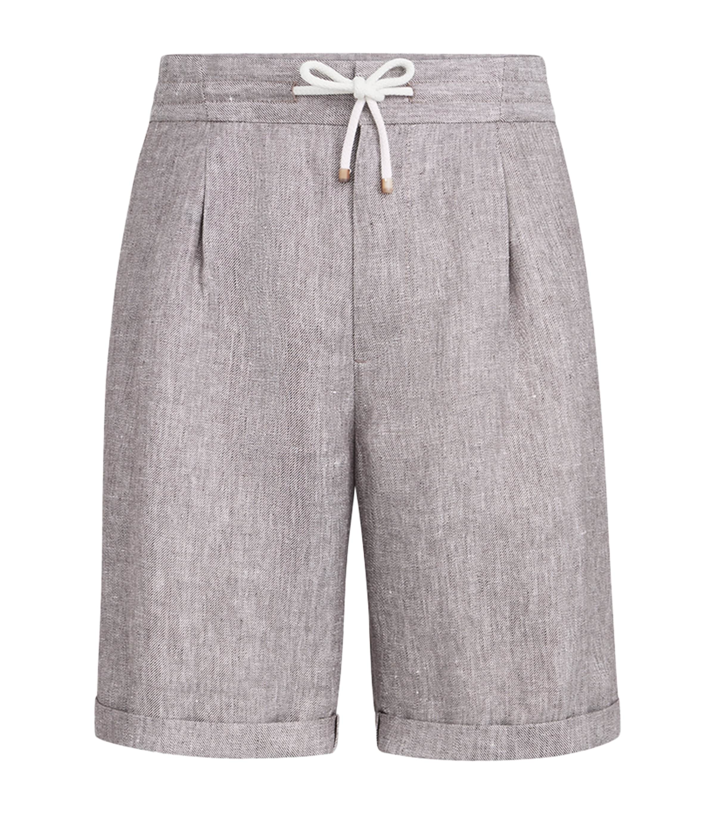 Brunello Cucinelli Mens Hemp-Linen Bermuda Shorts