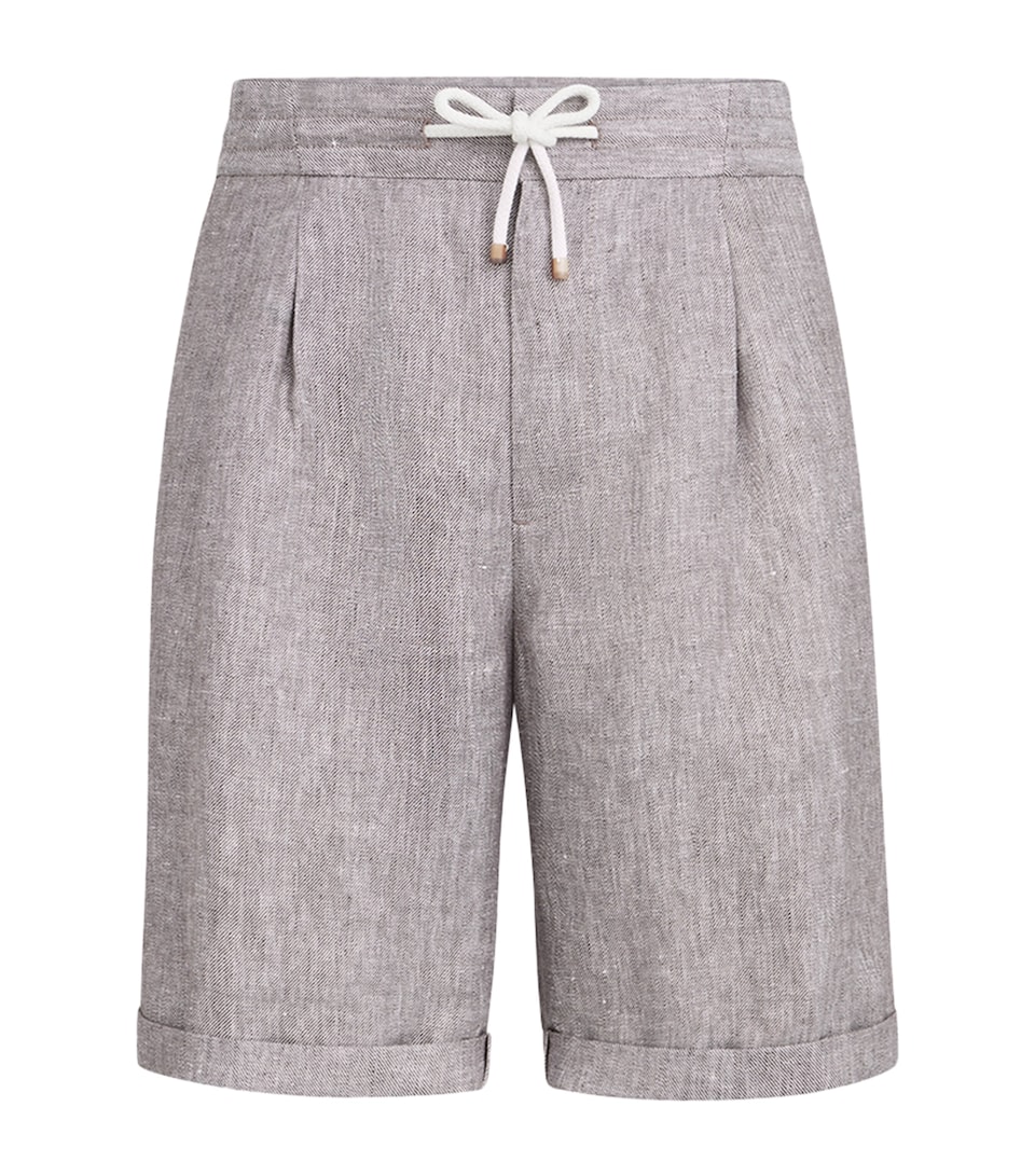 Brunello Cucinelli Mens Hemp-Linen Bermuda Shorts