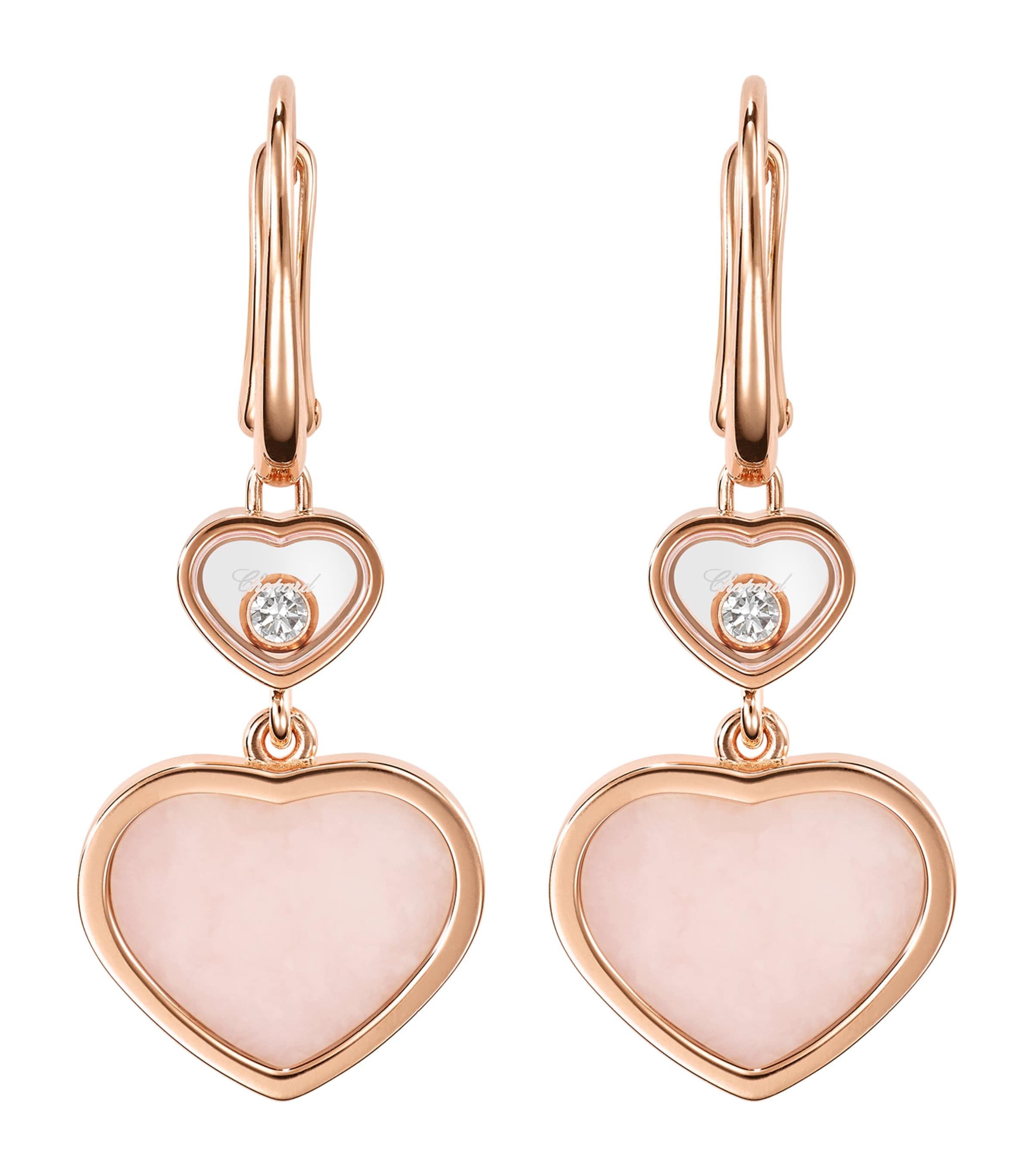 Rose Gold, Opal and Diamond Happy Hearts Earrings