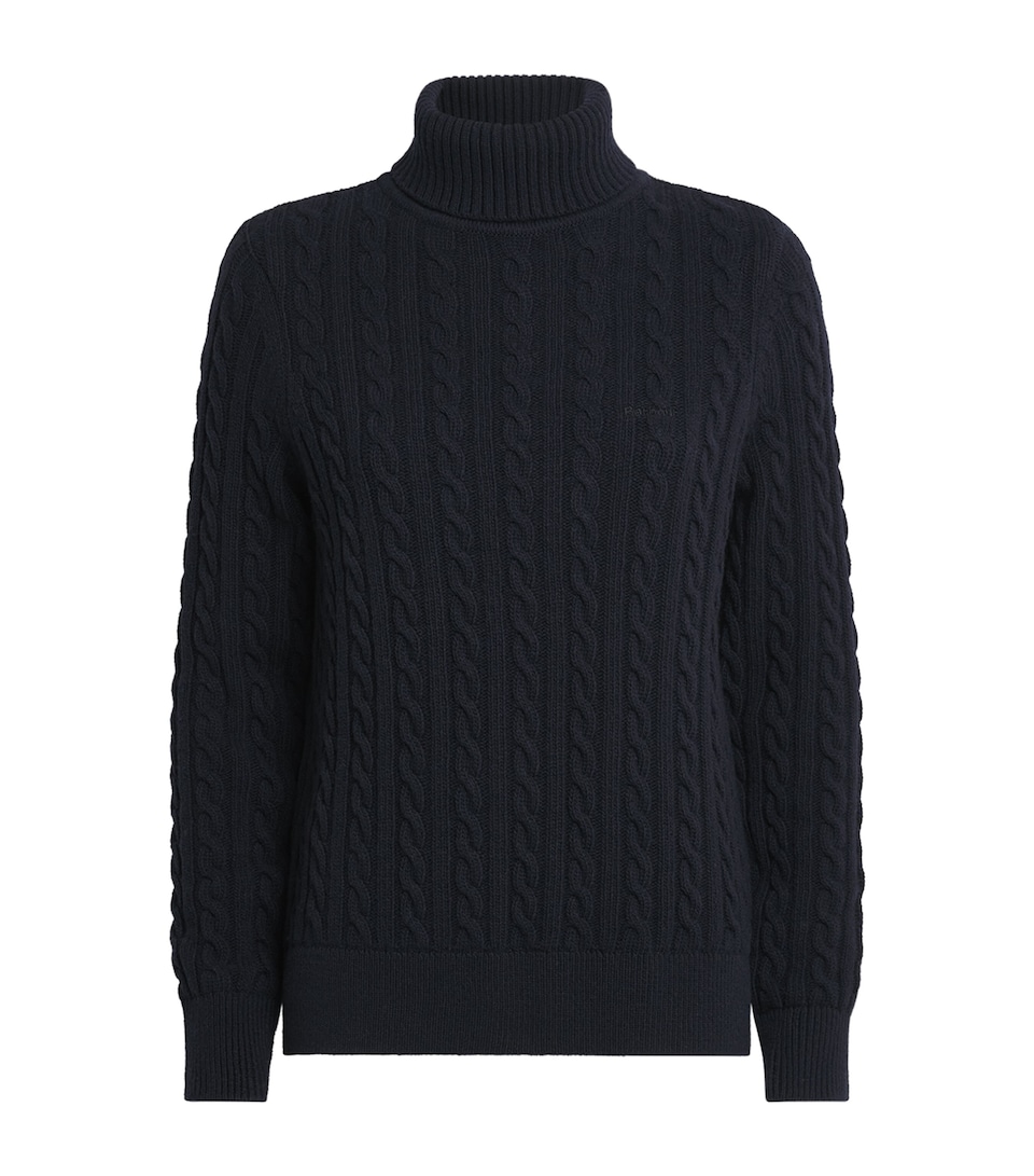 Barbour Womens Wool-Cotton Ambleside Rollneck Sweater Navy