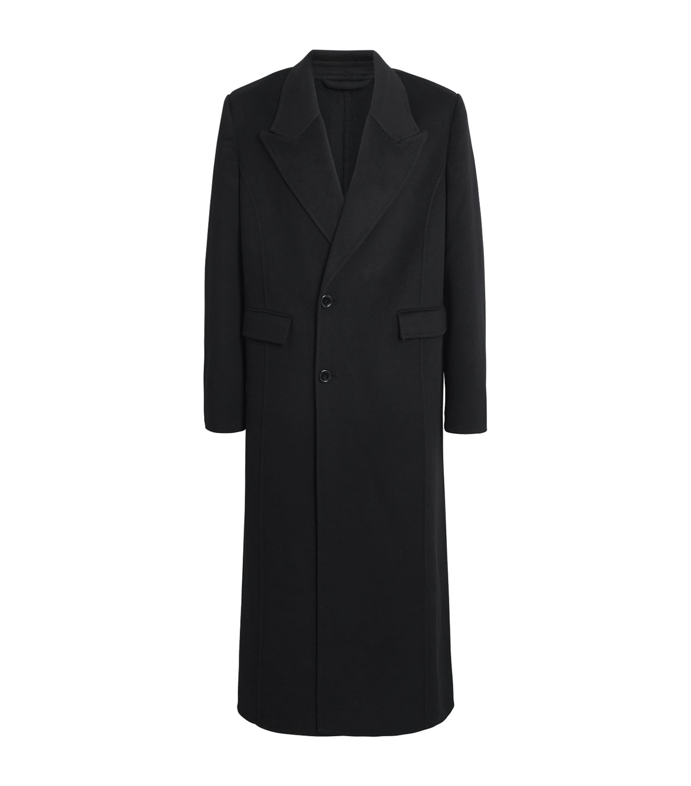 Séfr Mens Wool-Cashmere Overcoat Black