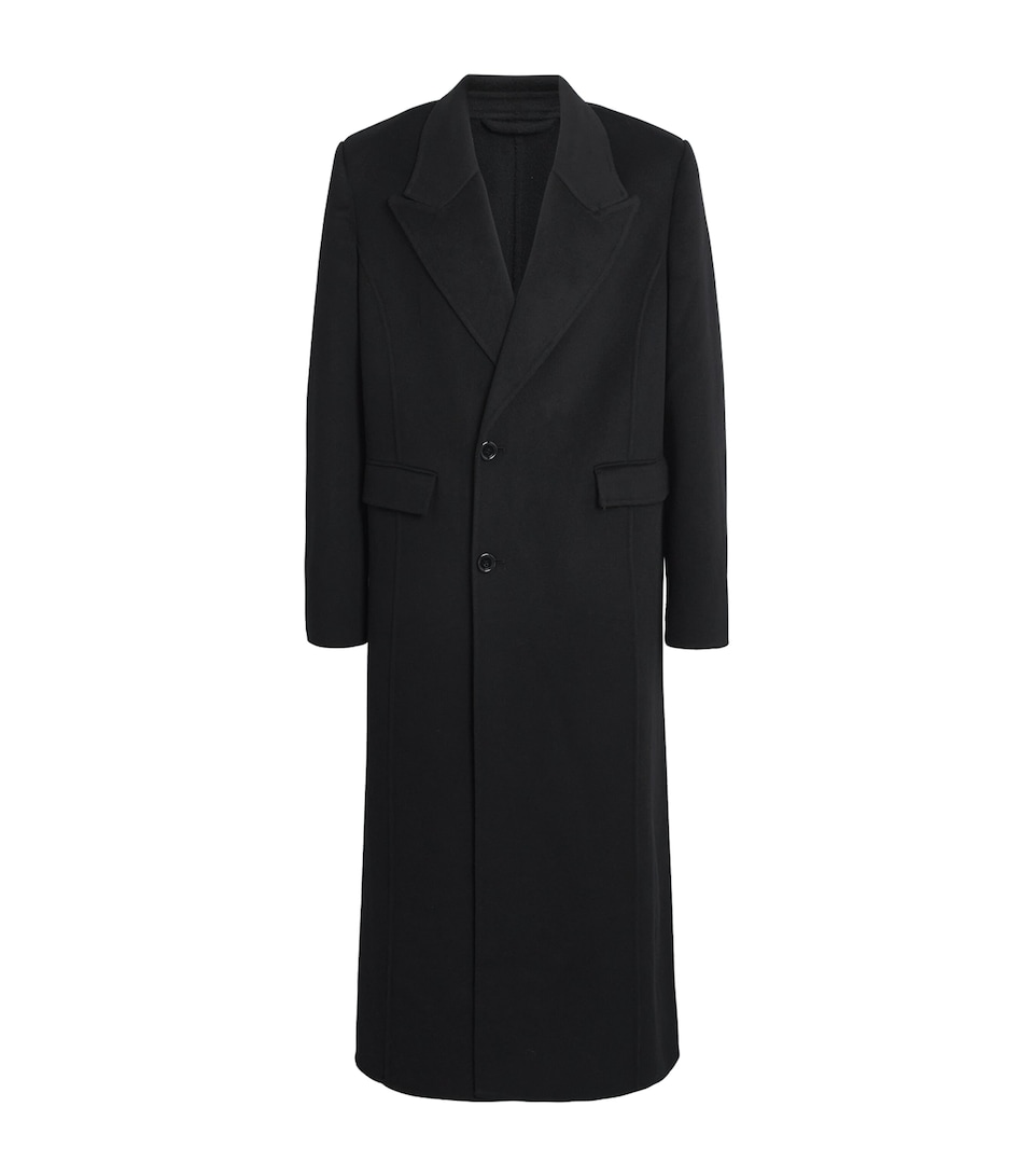Séfr Mens Wool-Cashmere Overcoat Black