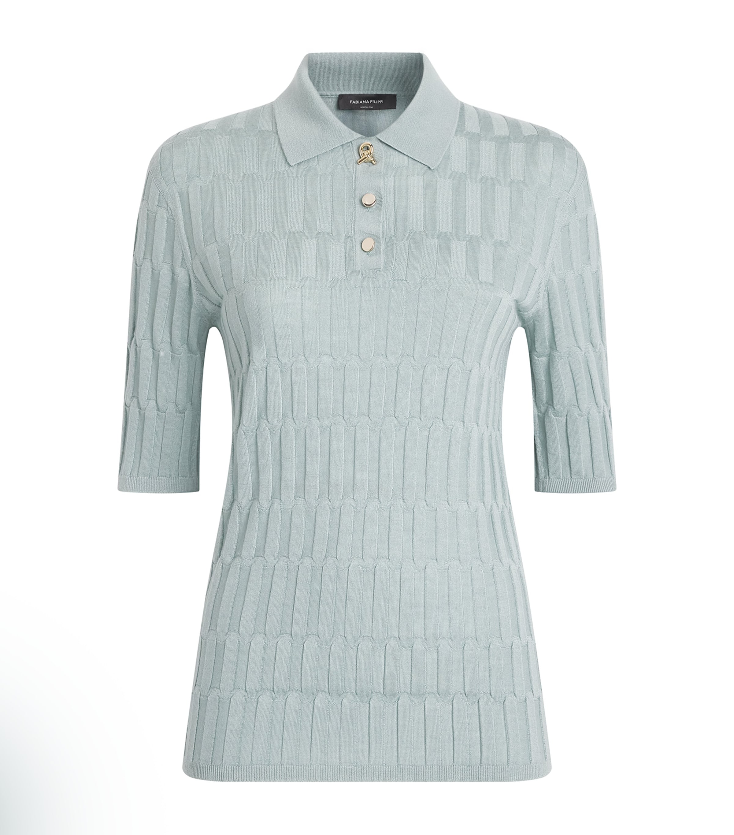 Fabiana Filippi Womens Cashmere-Silk Ribbed Polo Shirt Verde