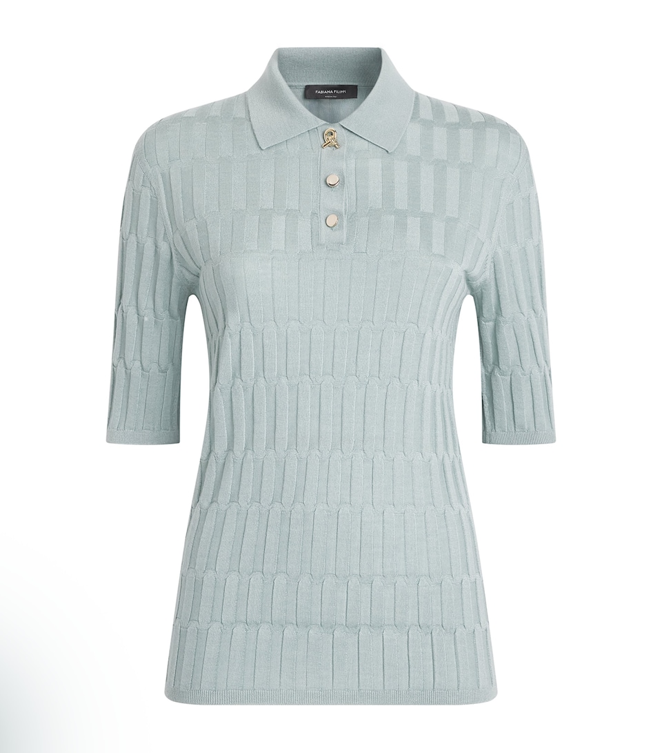 Fabiana Filippi Womens Cashmere-Silk Ribbed Polo Shirt Verde
