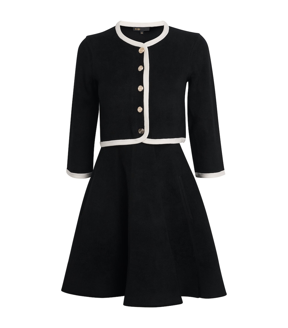 Knitted Cardigan-Overlay Mini Dress