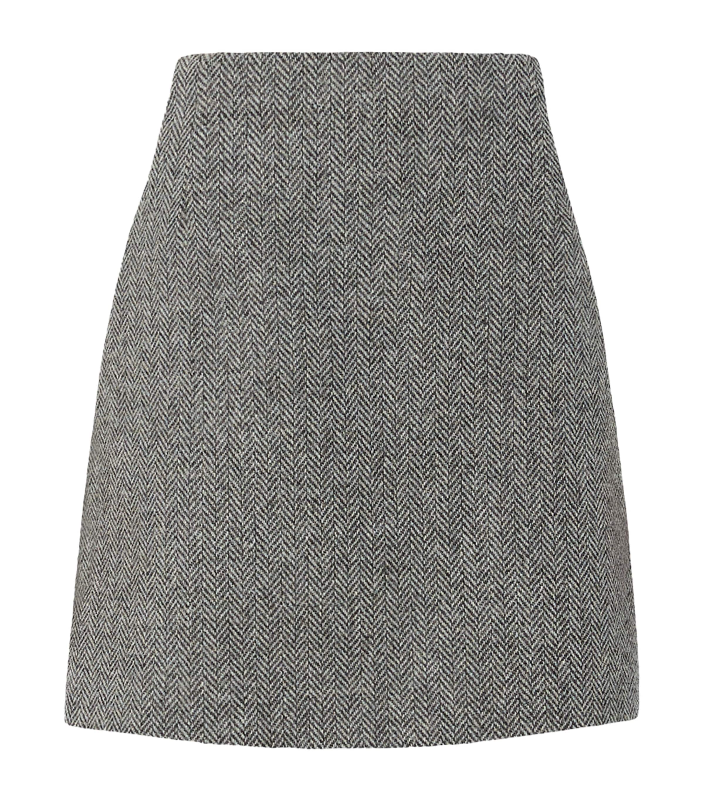Weekend Max Mara Womens Virgin Wool Herringbone Mini Skirt Dark Grey