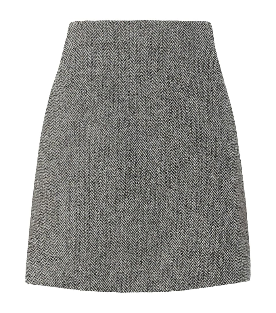 Weekend Max Mara Womens Virgin Wool Herringbone Mini Skirt Dark Grey